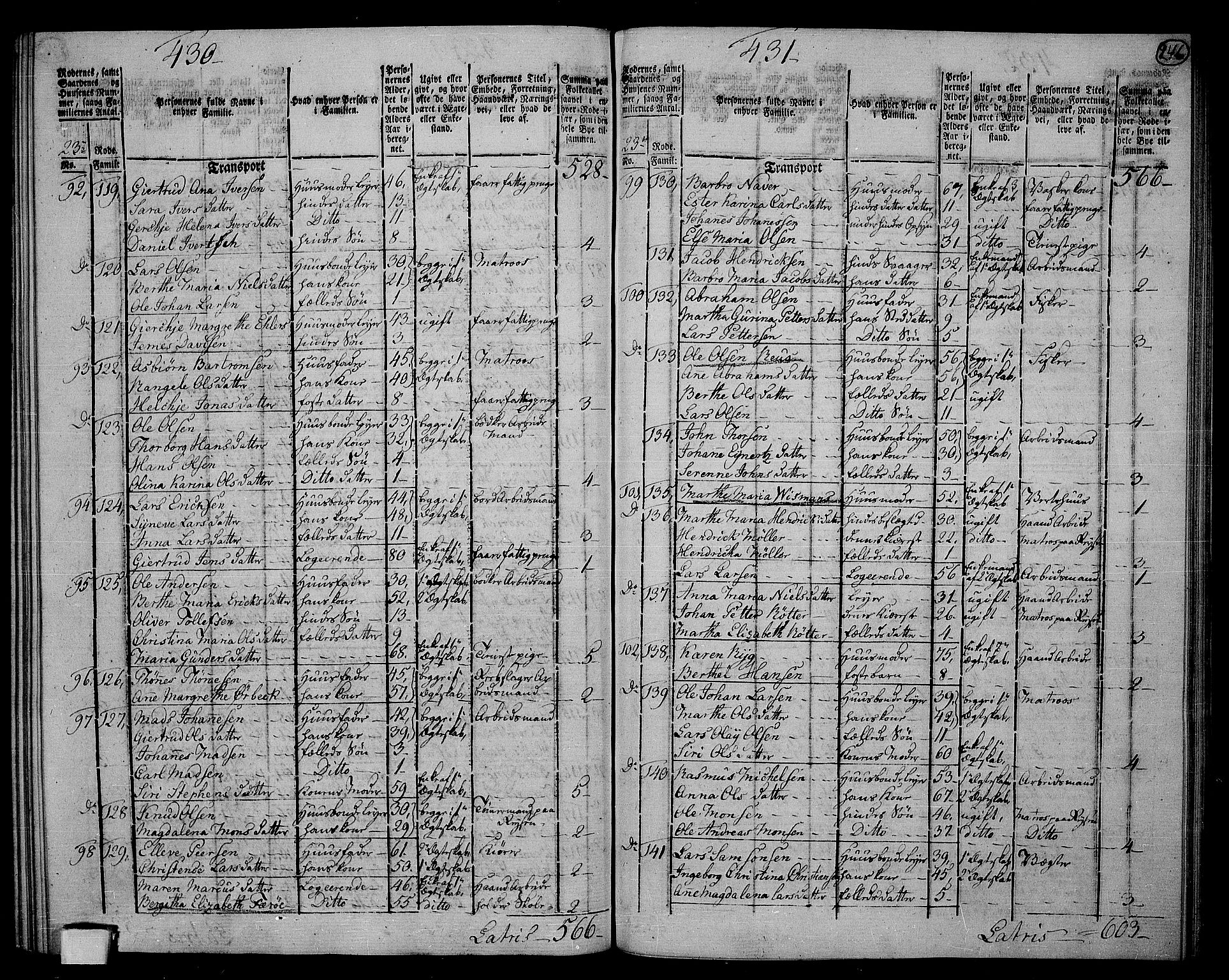 RA, 1801 census for 1301 Bergen, 1801, p. 245b-246a