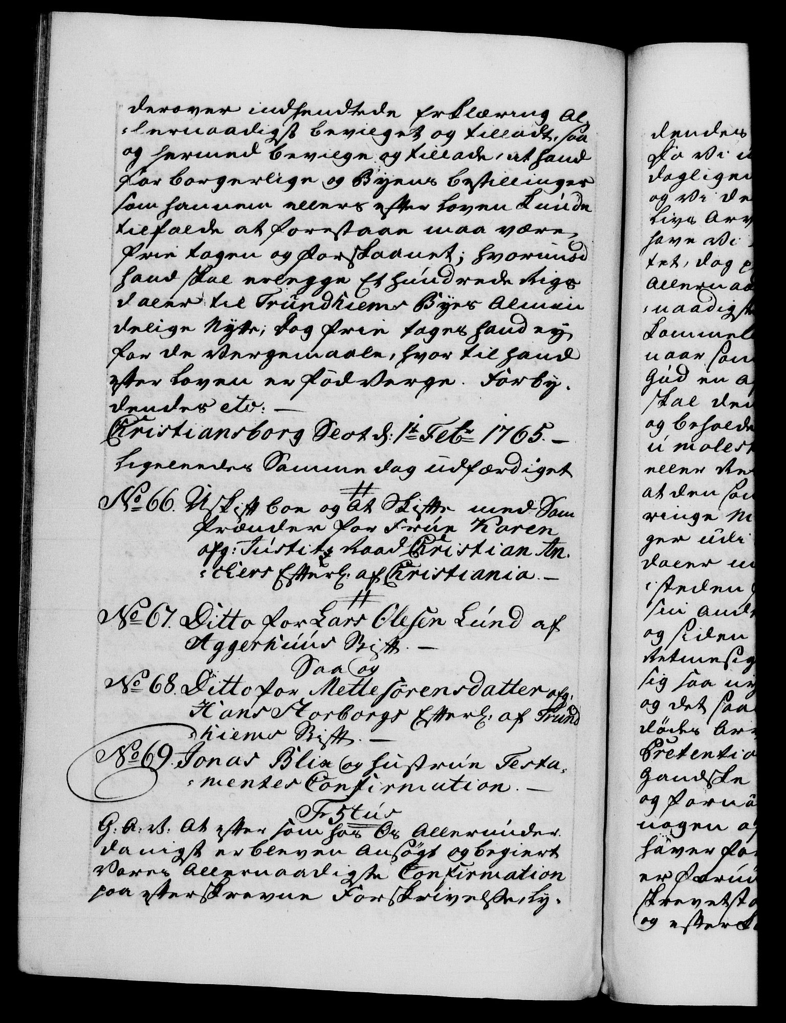 Danske Kanselli 1572-1799, AV/RA-EA-3023/F/Fc/Fca/Fcaa/L0042: Norske registre, 1763-1766, p. 535b