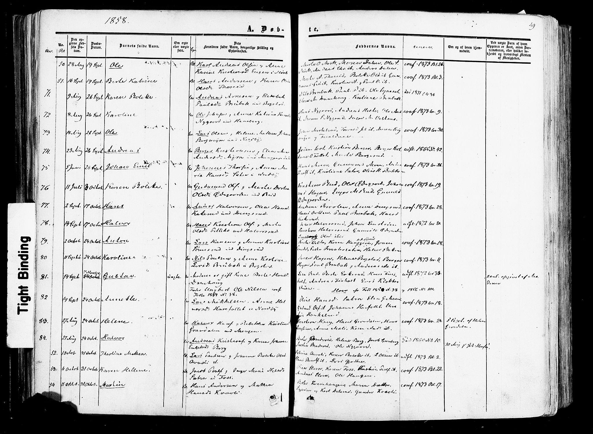 Aurskog prestekontor Kirkebøker, SAO/A-10304a/F/Fa/L0007: Parish register (official) no. I 7, 1854-1877, p. 49