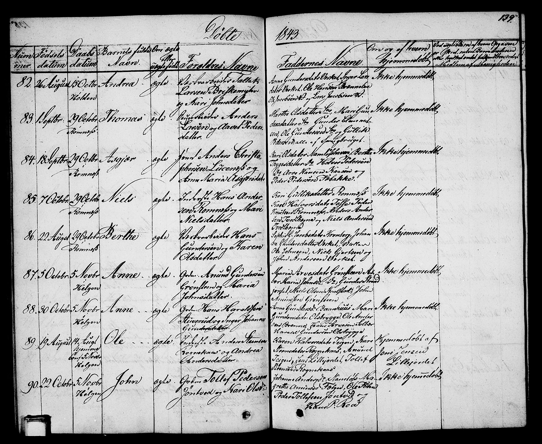 Holla kirkebøker, SAKO/A-272/G/Ga/L0002: Parish register (copy) no. I 2, 1830-1848, p. 139