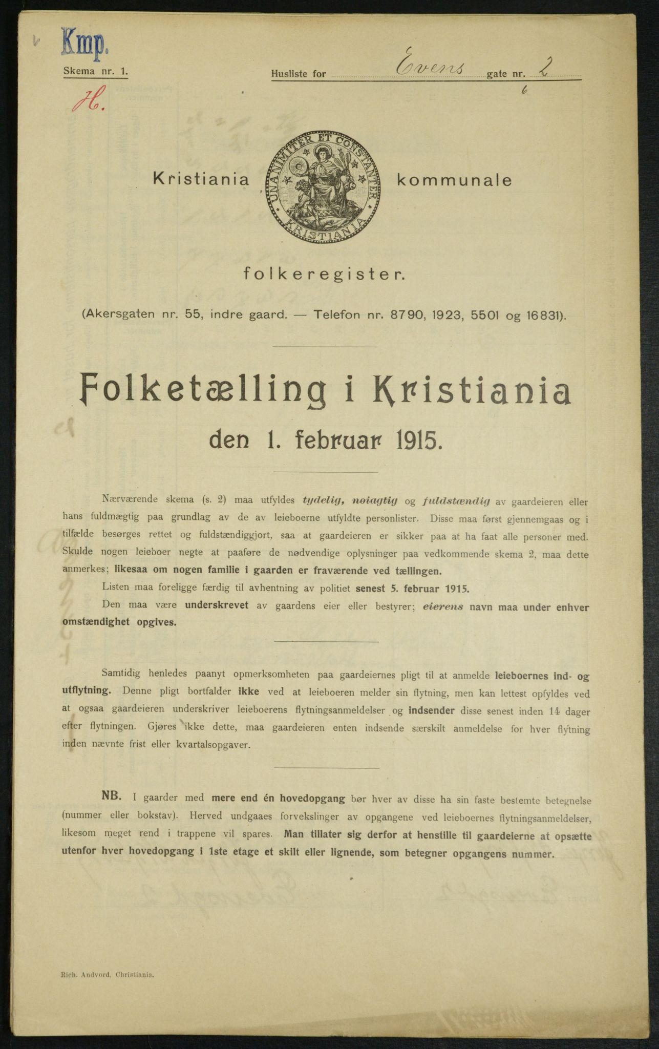 OBA, Municipal Census 1915 for Kristiania, 1915, p. 22438