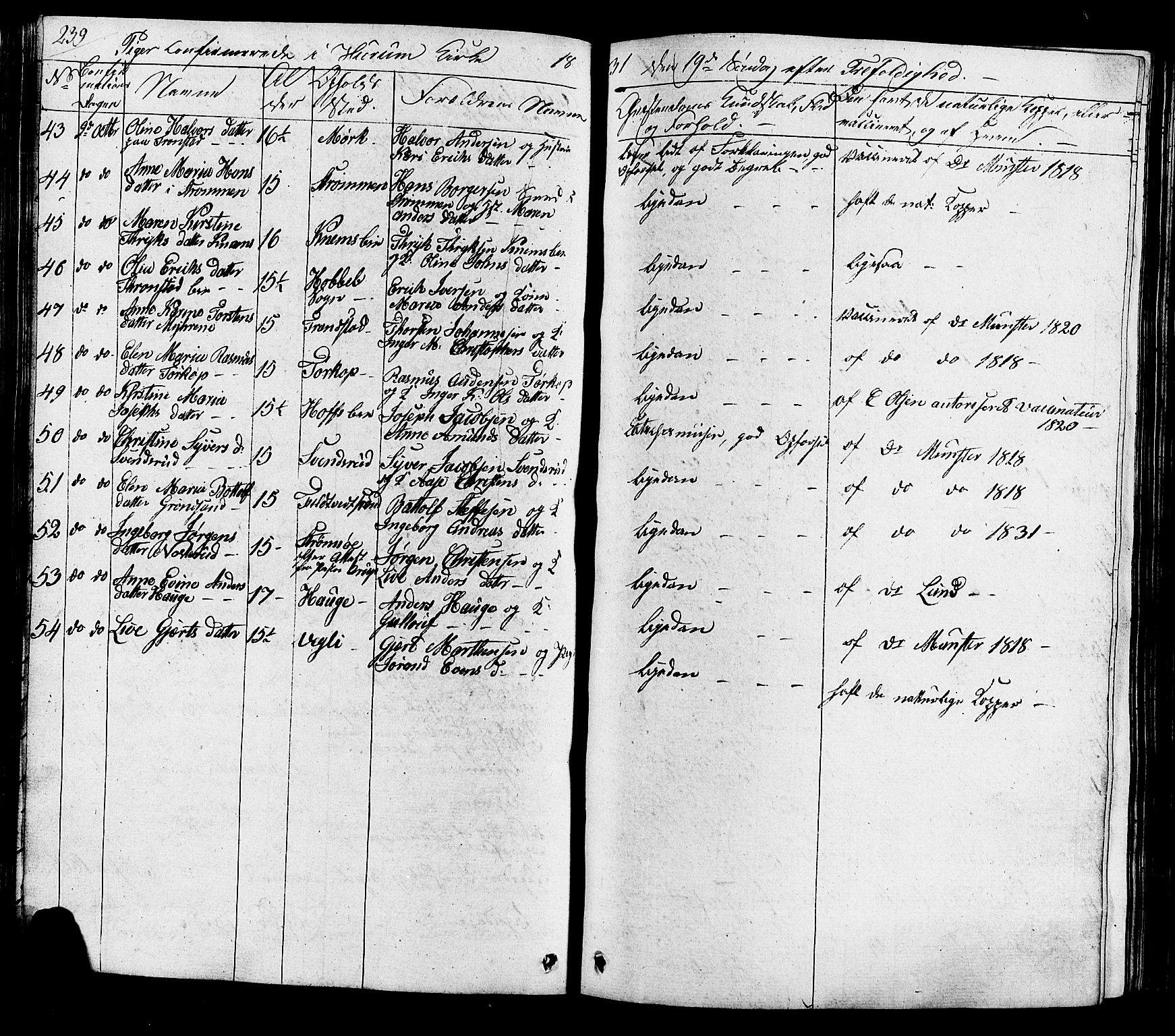 Hurum kirkebøker, AV/SAKO-A-229/G/Ga/L0002: Parish register (copy) no. I 2, 1827-1857, p. 239