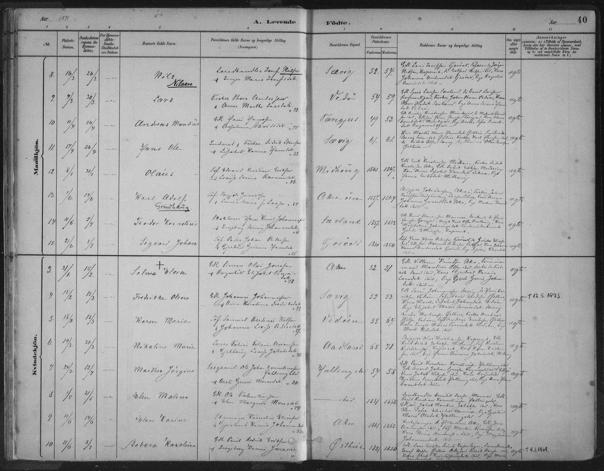 Kopervik sokneprestkontor, SAST/A-101850/H/Ha/Haa/L0004: Parish register (official) no. A 4, 1882-1905, p. 40