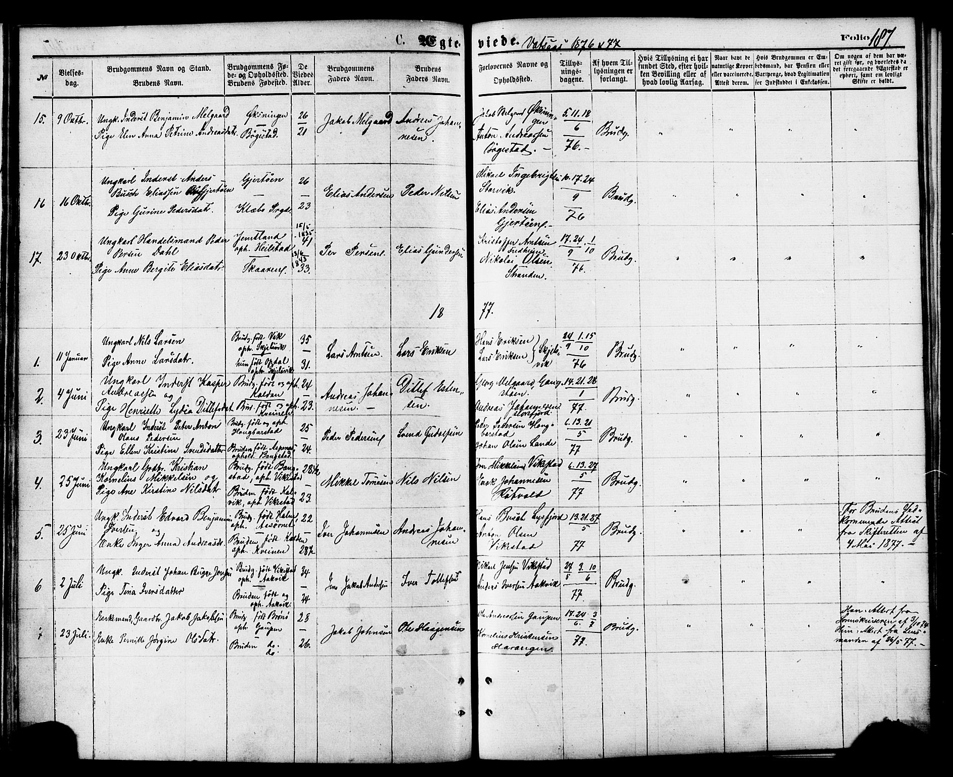 Ministerialprotokoller, klokkerbøker og fødselsregistre - Nordland, AV/SAT-A-1459/810/L0148: Parish register (official) no. 810A09 /1, 1874-1884, p. 187