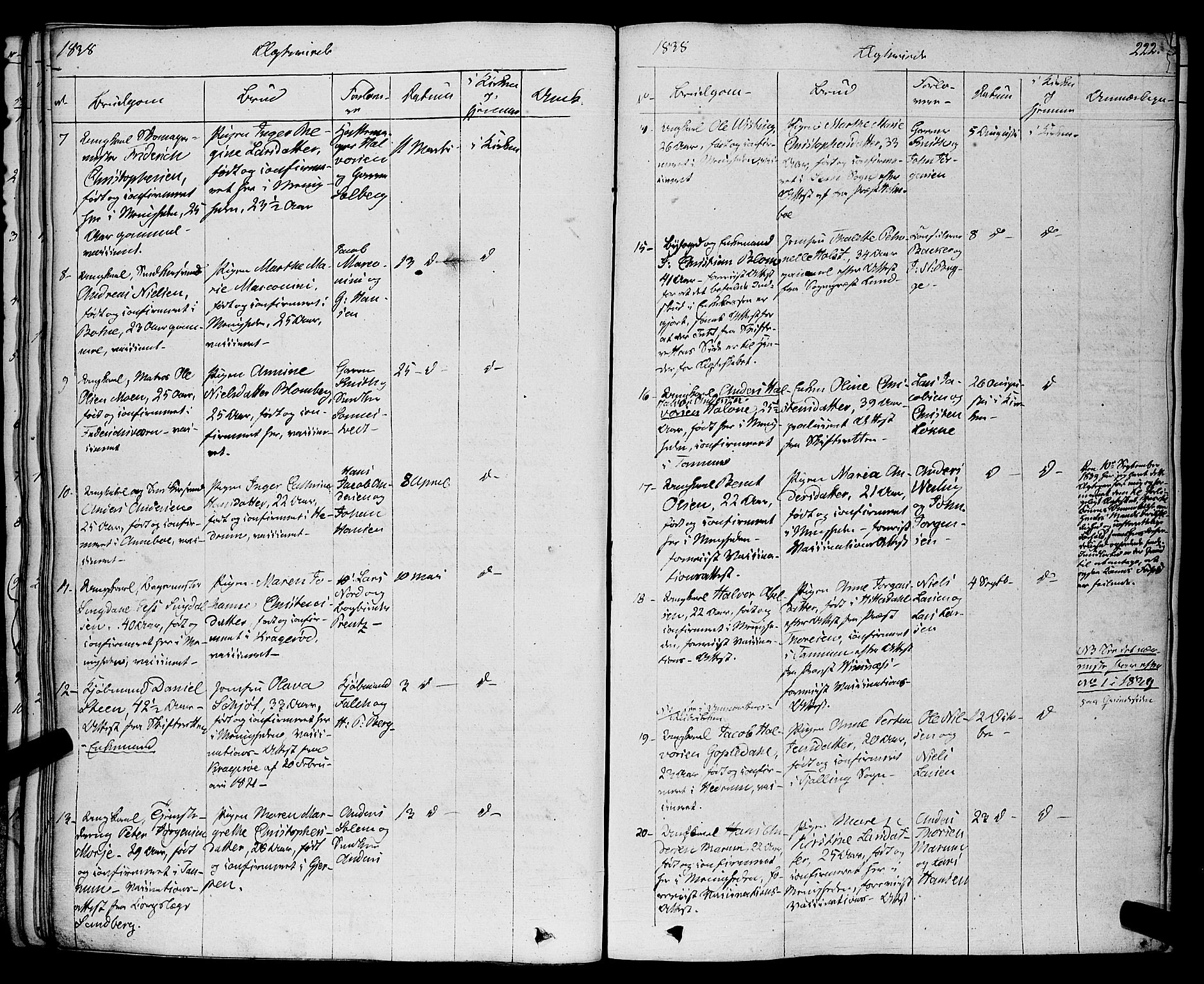Larvik kirkebøker, SAKO/A-352/F/Fa/L0002: Parish register (official) no. I 2, 1825-1847, p. 222