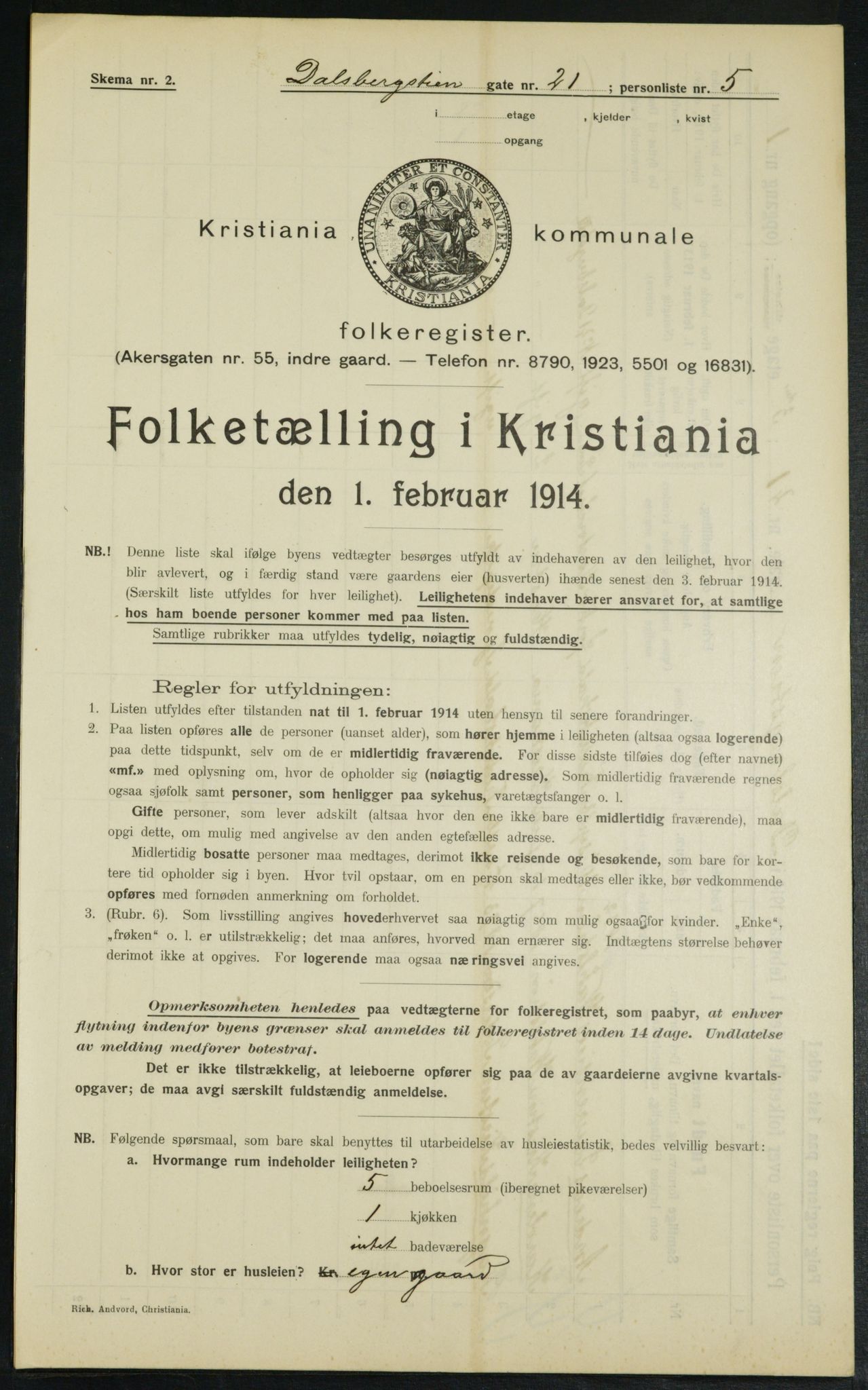 OBA, Municipal Census 1914 for Kristiania, 1914, p. 14501