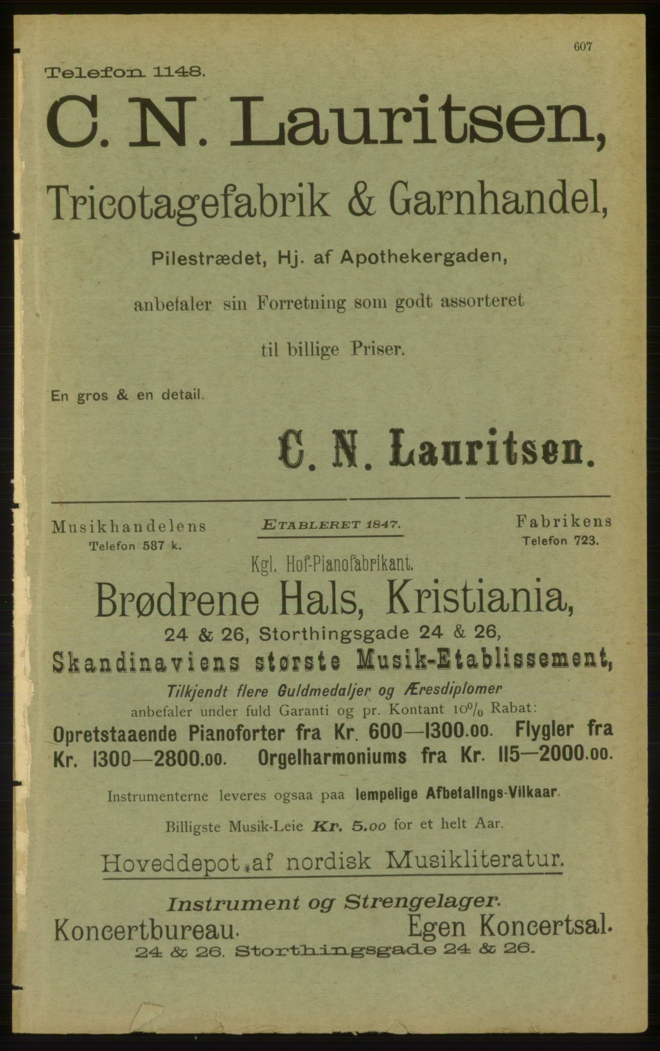 Kristiania/Oslo adressebok, PUBL/-, 1898, p. 607