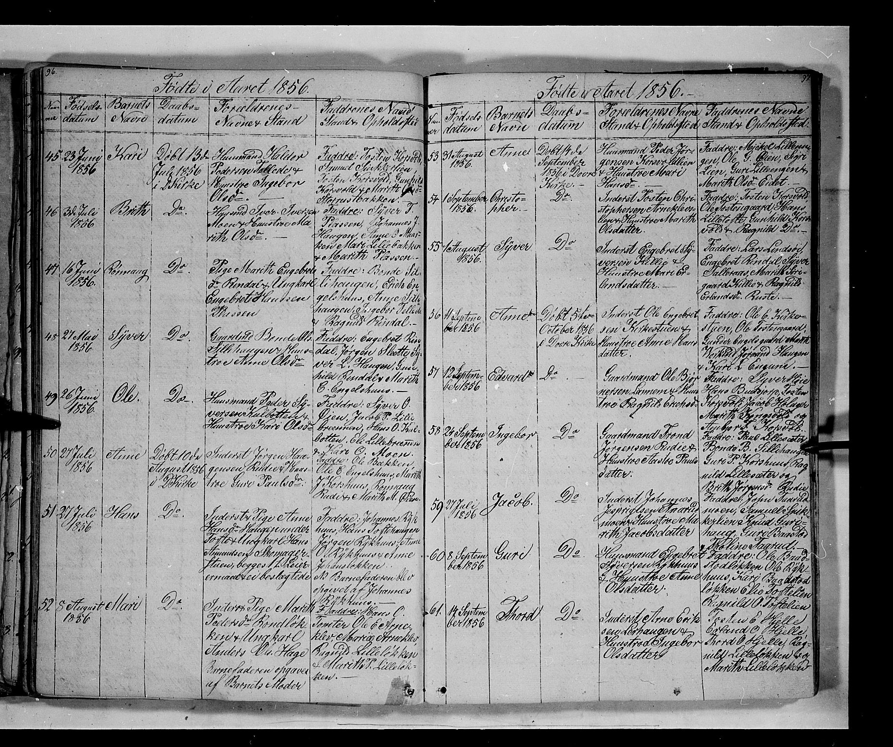 Lesja prestekontor, SAH/PREST-068/H/Ha/Hab/L0003: Parish register (copy) no. 3, 1842-1862, p. 96-97