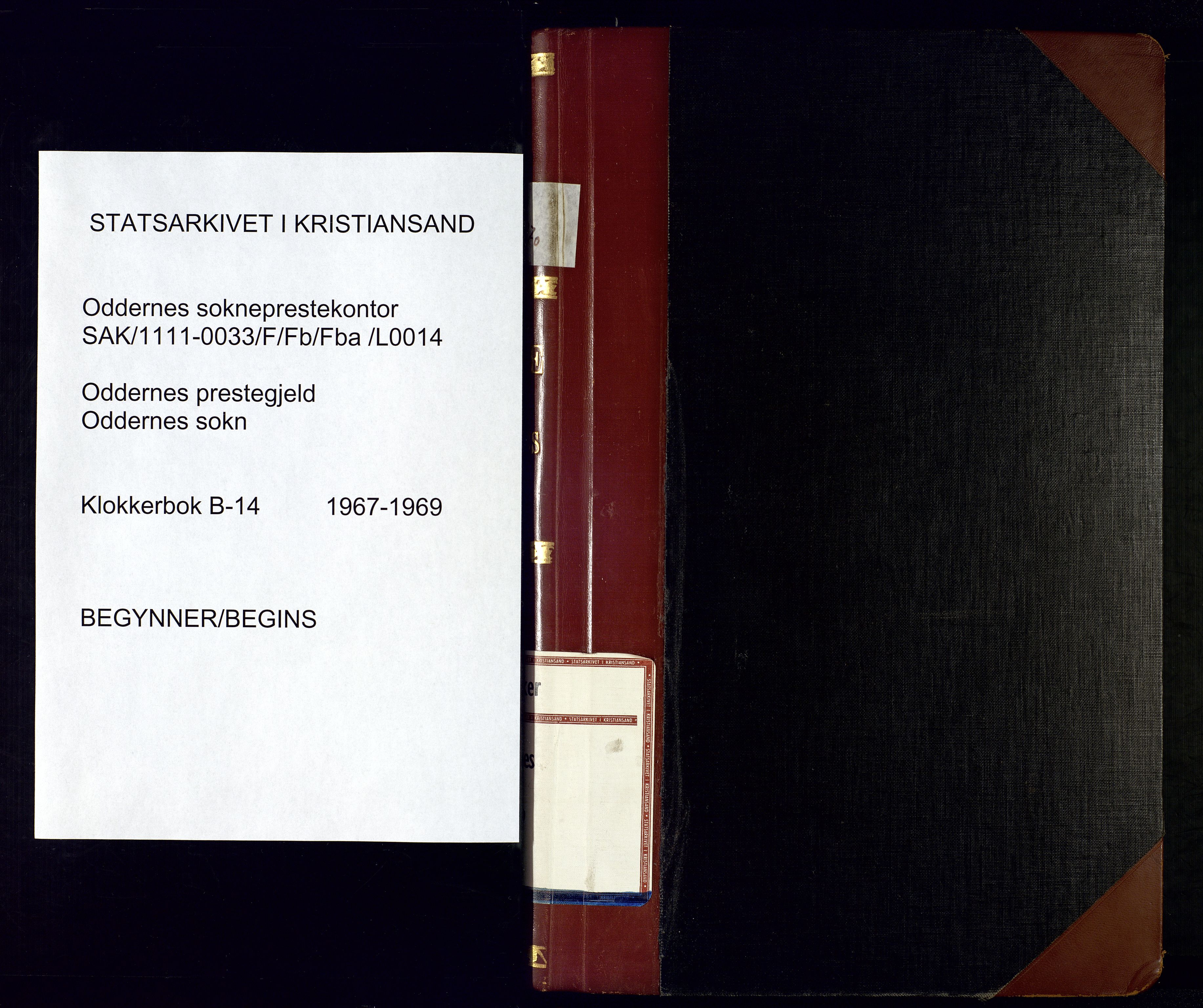 Oddernes sokneprestkontor, AV/SAK-1111-0033/F/Fb/Fba/L0014: Parish register (copy) no. B-14, 1967-1969