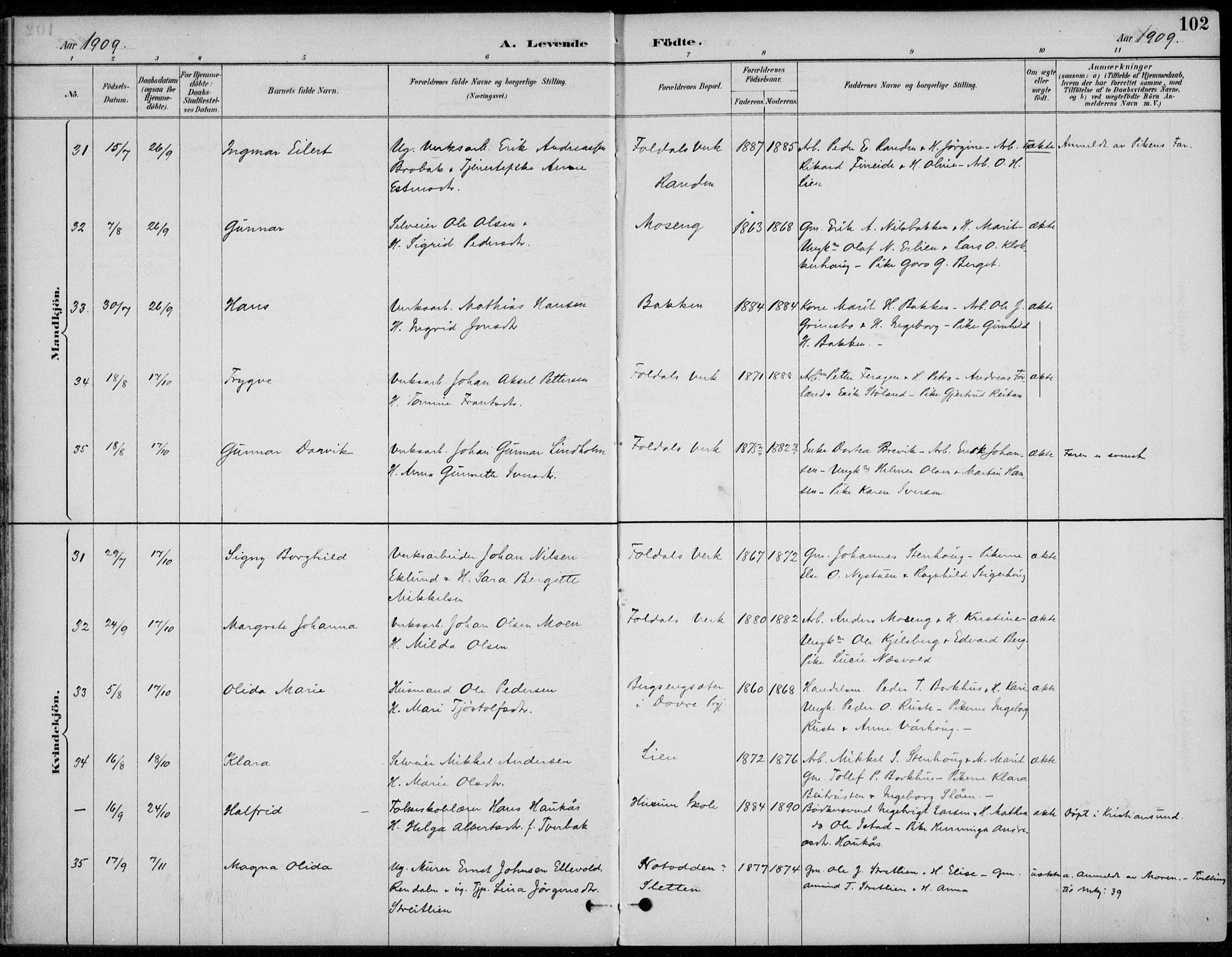 Alvdal prestekontor, AV/SAH-PREST-060/H/Ha/Haa/L0003: Parish register (official) no. 3, 1886-1912, p. 102