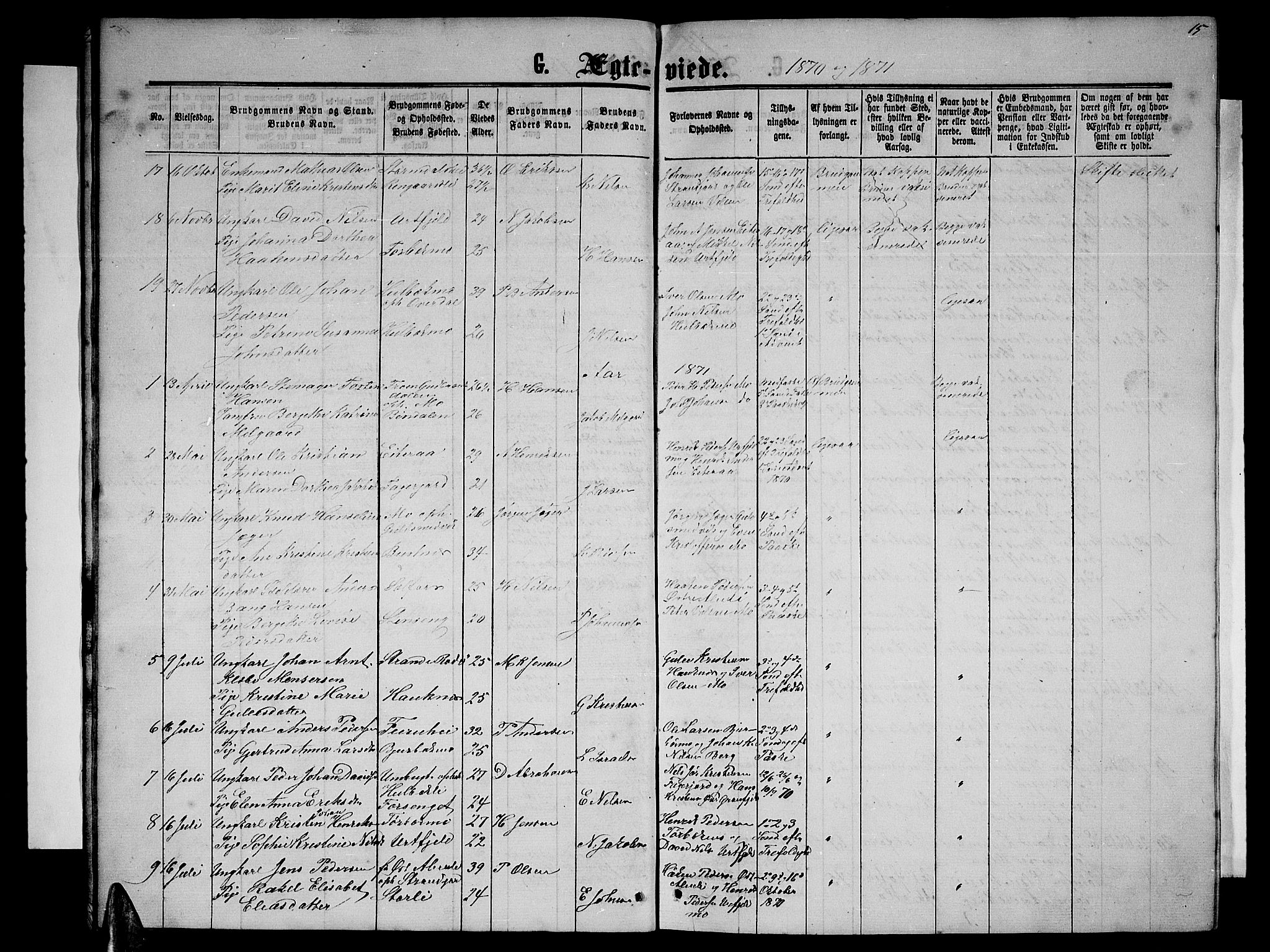Ministerialprotokoller, klokkerbøker og fødselsregistre - Nordland, SAT/A-1459/827/L0417: Parish register (copy) no. 827C06, 1864-1886, p. 15
