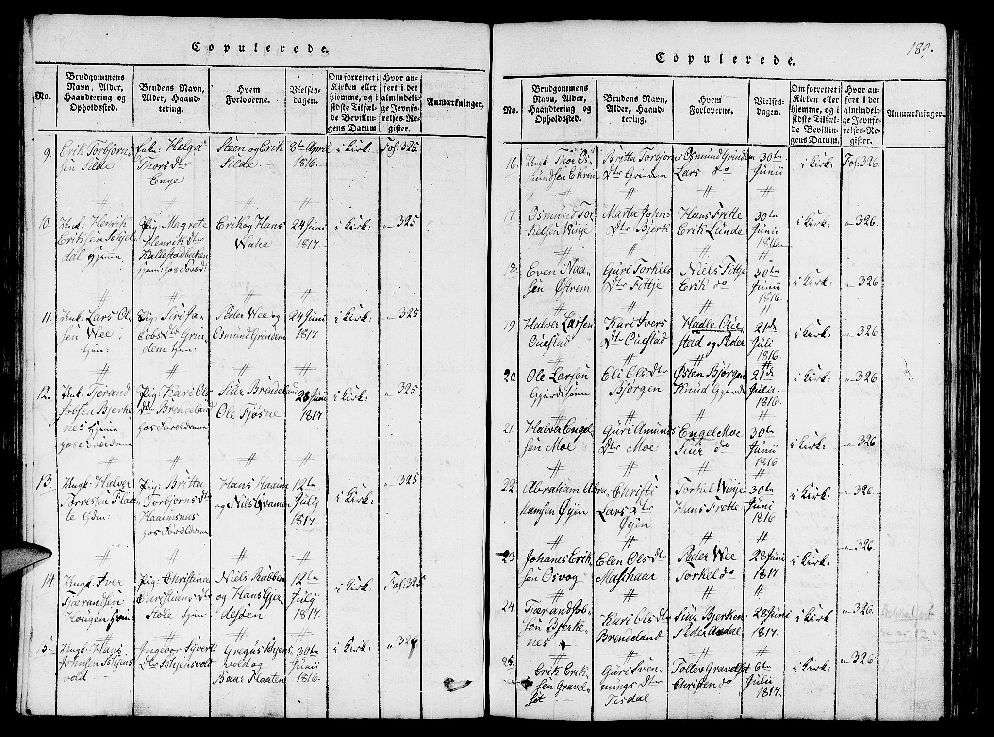 Etne sokneprestembete, SAB/A-75001/H/Haa: Parish register (official) no. A 6, 1815-1831, p. 189