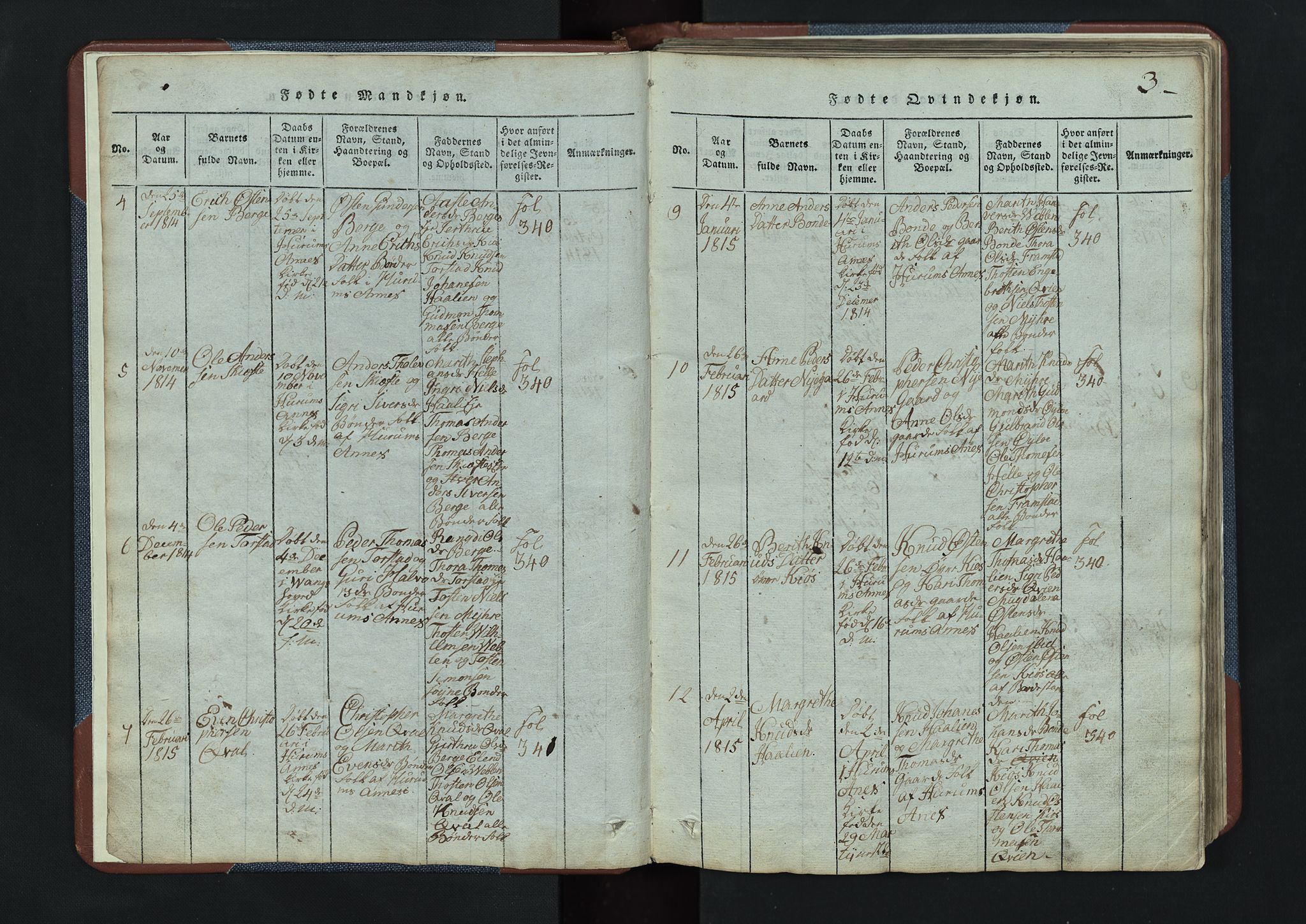 Vang prestekontor, Valdres, SAH/PREST-140/H/Hb/L0003: Parish register (copy) no. 3, 1814-1892, p. 3