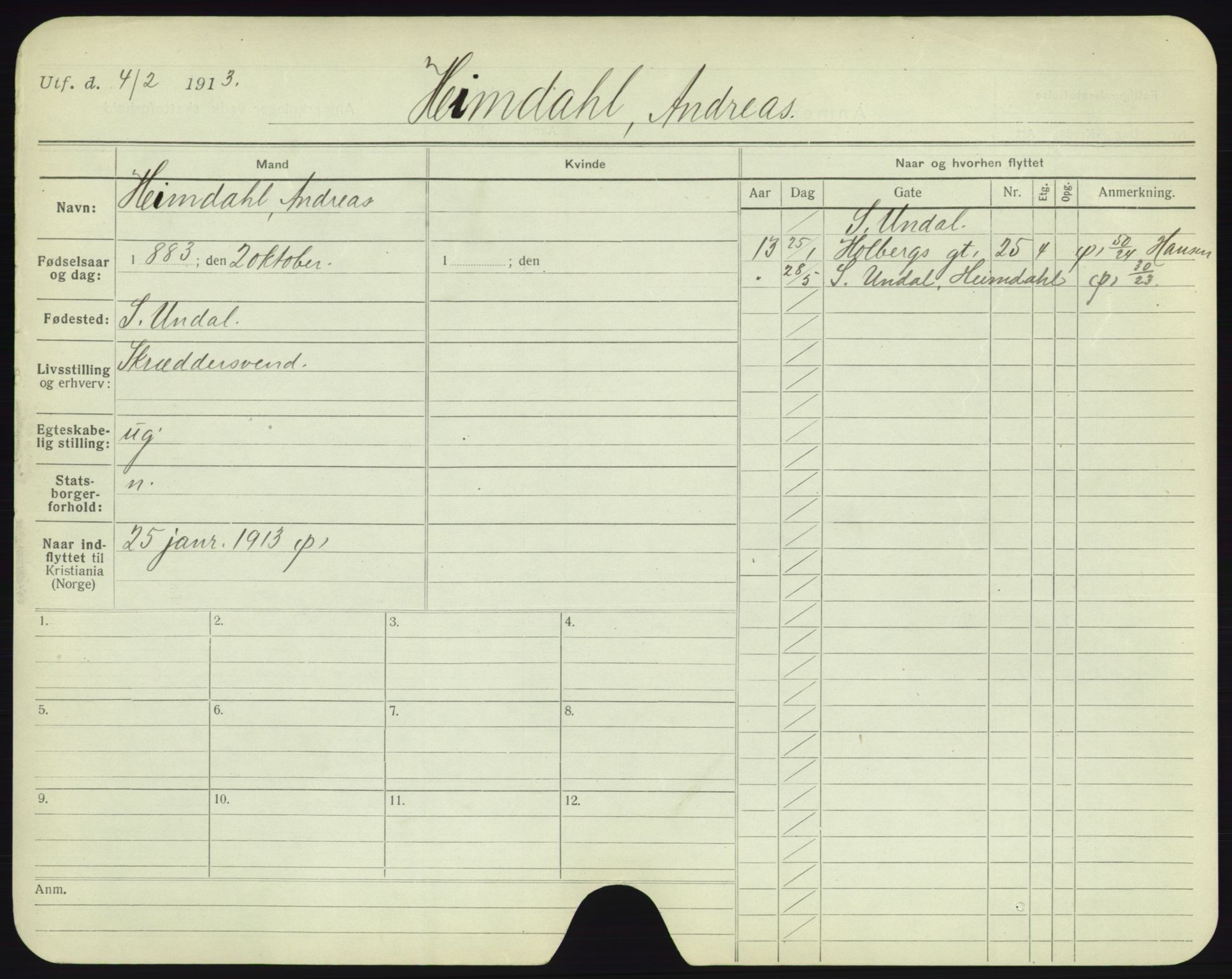 Oslo folkeregister, Registerkort, AV/SAO-A-11715/F/Fa/Fac/L0004: Menn, 1906-1914, p. 552a