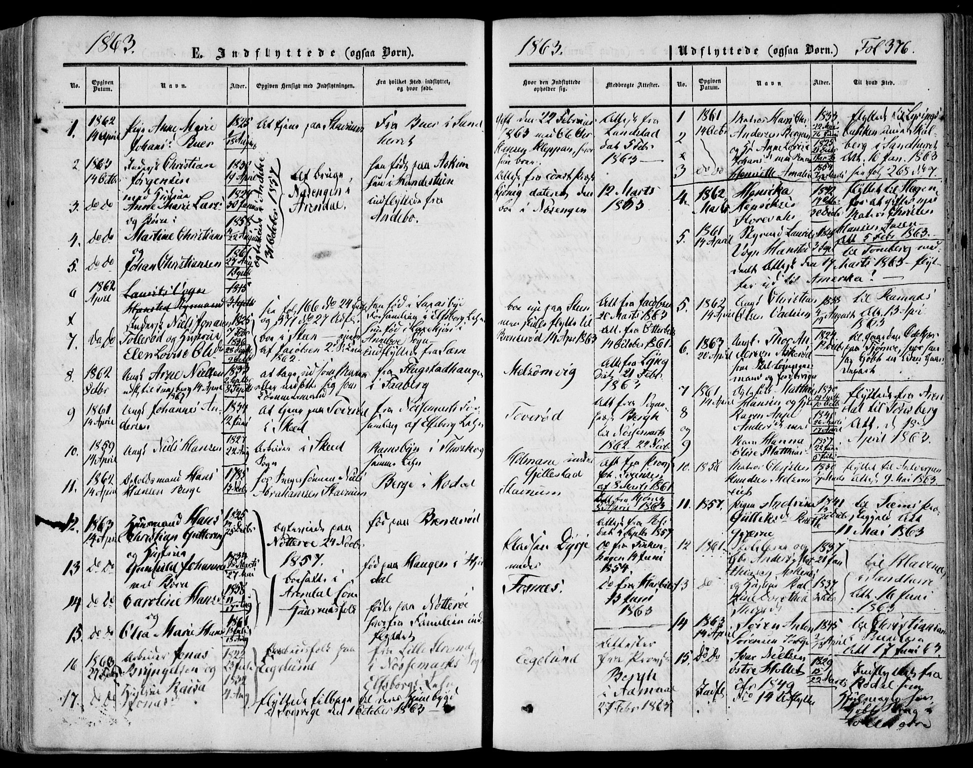 Stokke kirkebøker, SAKO/A-320/F/Fa/L0008: Parish register (official) no. I 8, 1858-1871, p. 376