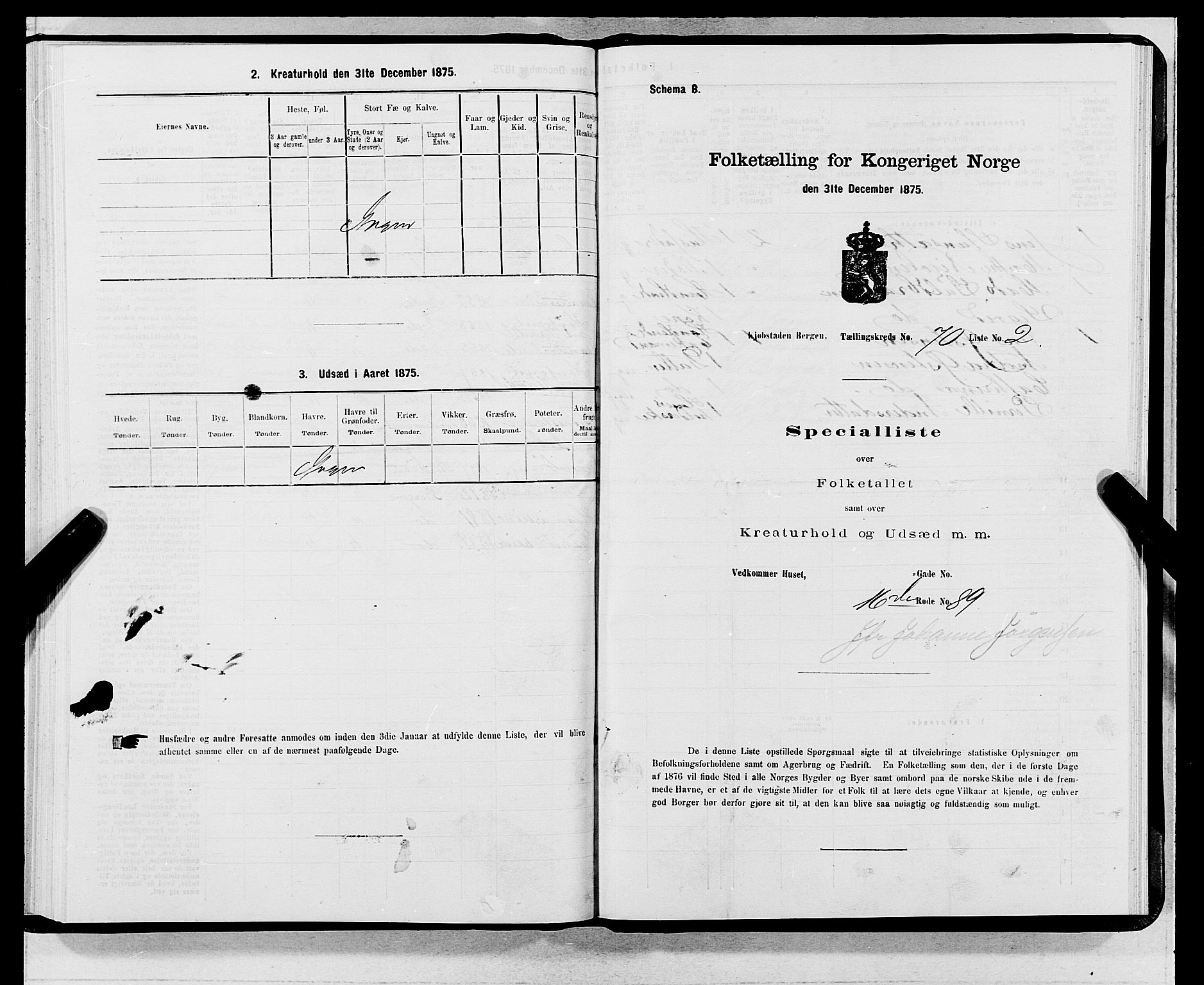 SAB, 1875 census for 1301 Bergen, 1875, p. 3709