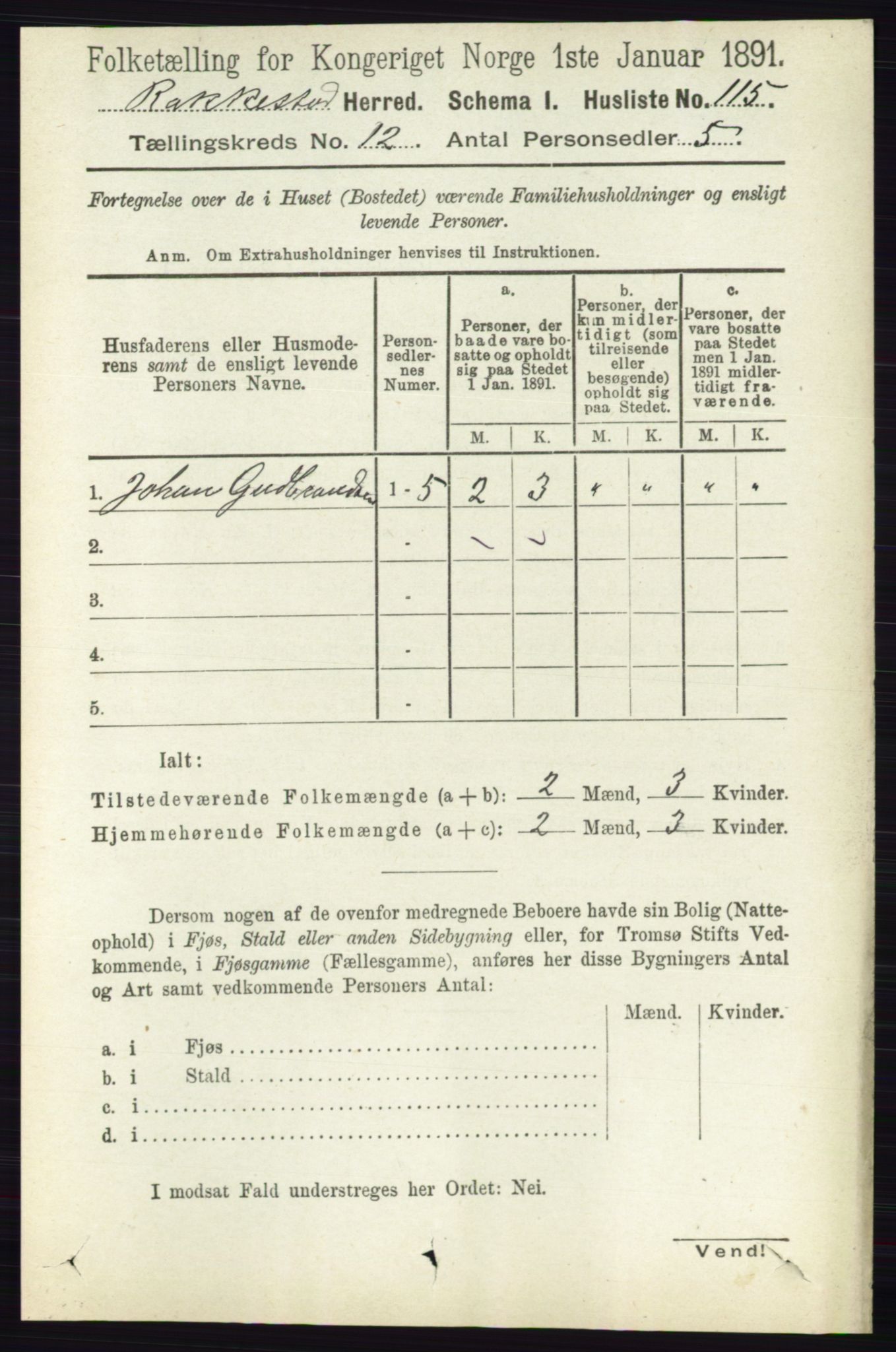 RA, 1891 census for 0128 Rakkestad, 1891, p. 5687