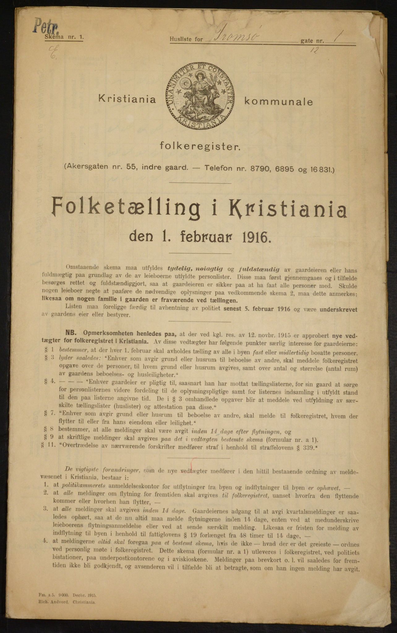 OBA, Municipal Census 1916 for Kristiania, 1916, p. 118774