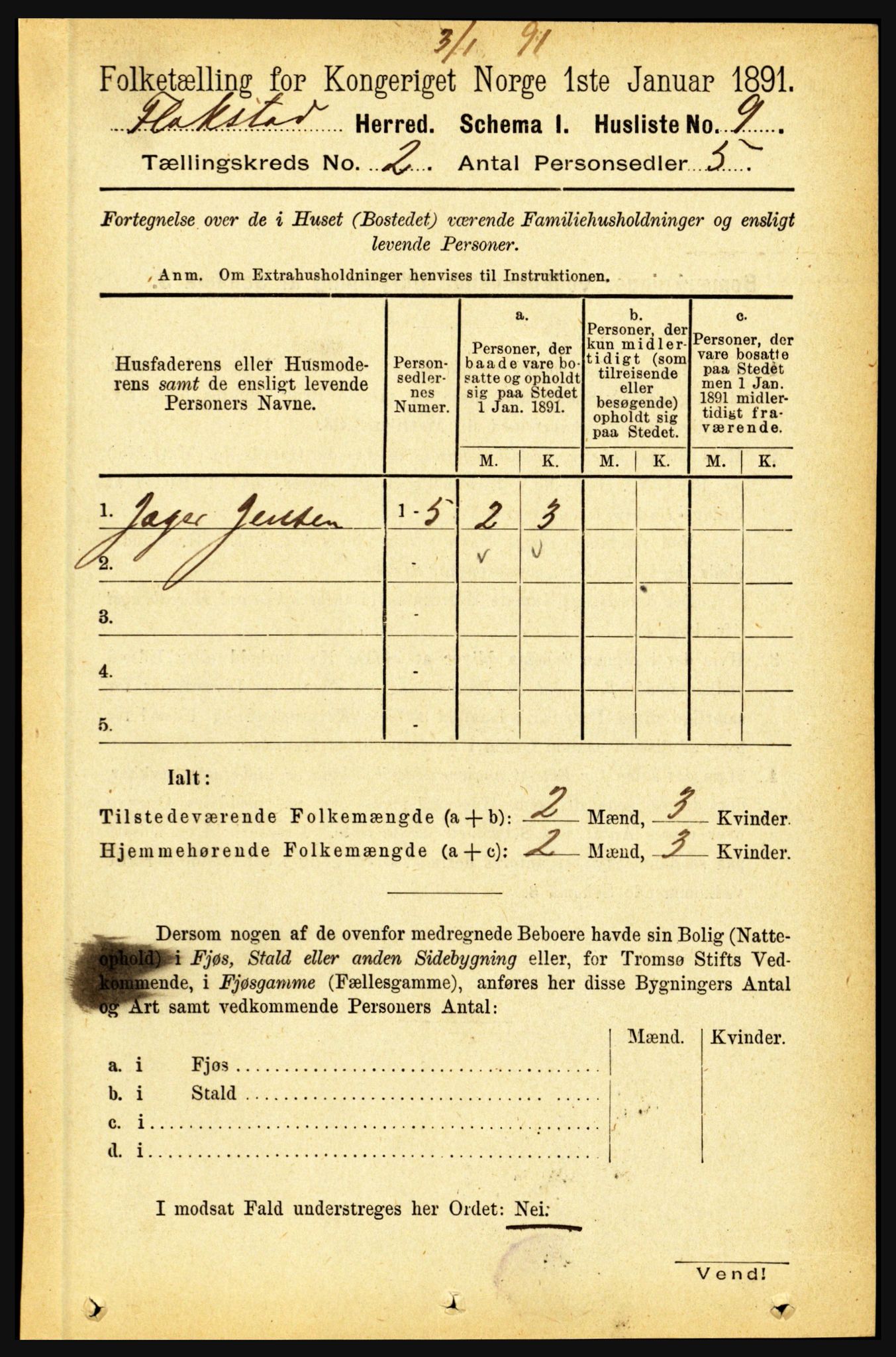 RA, 1891 census for 1859 Flakstad, 1891, p. 523