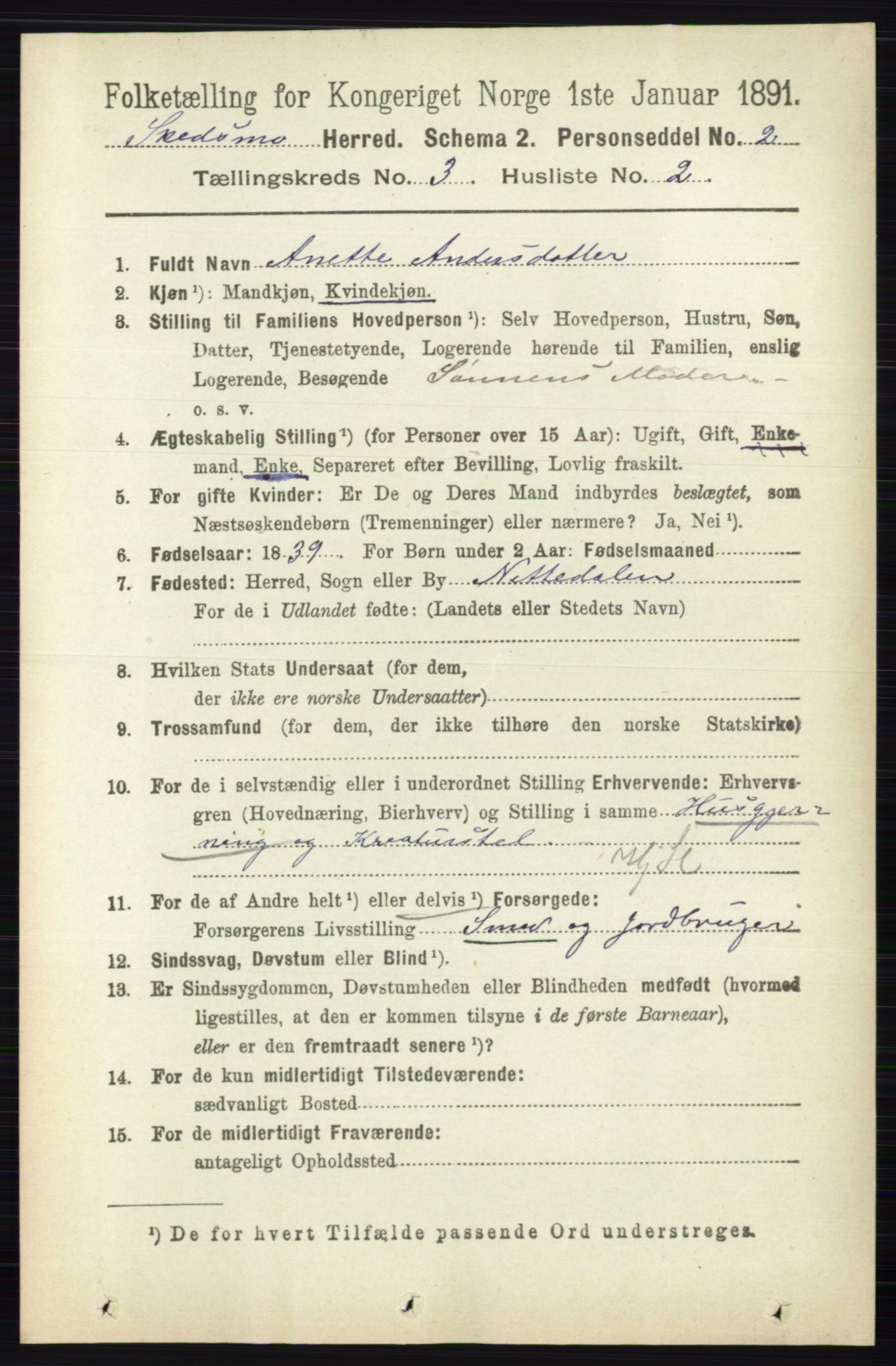 RA, 1891 census for 0231 Skedsmo, 1891, p. 1313