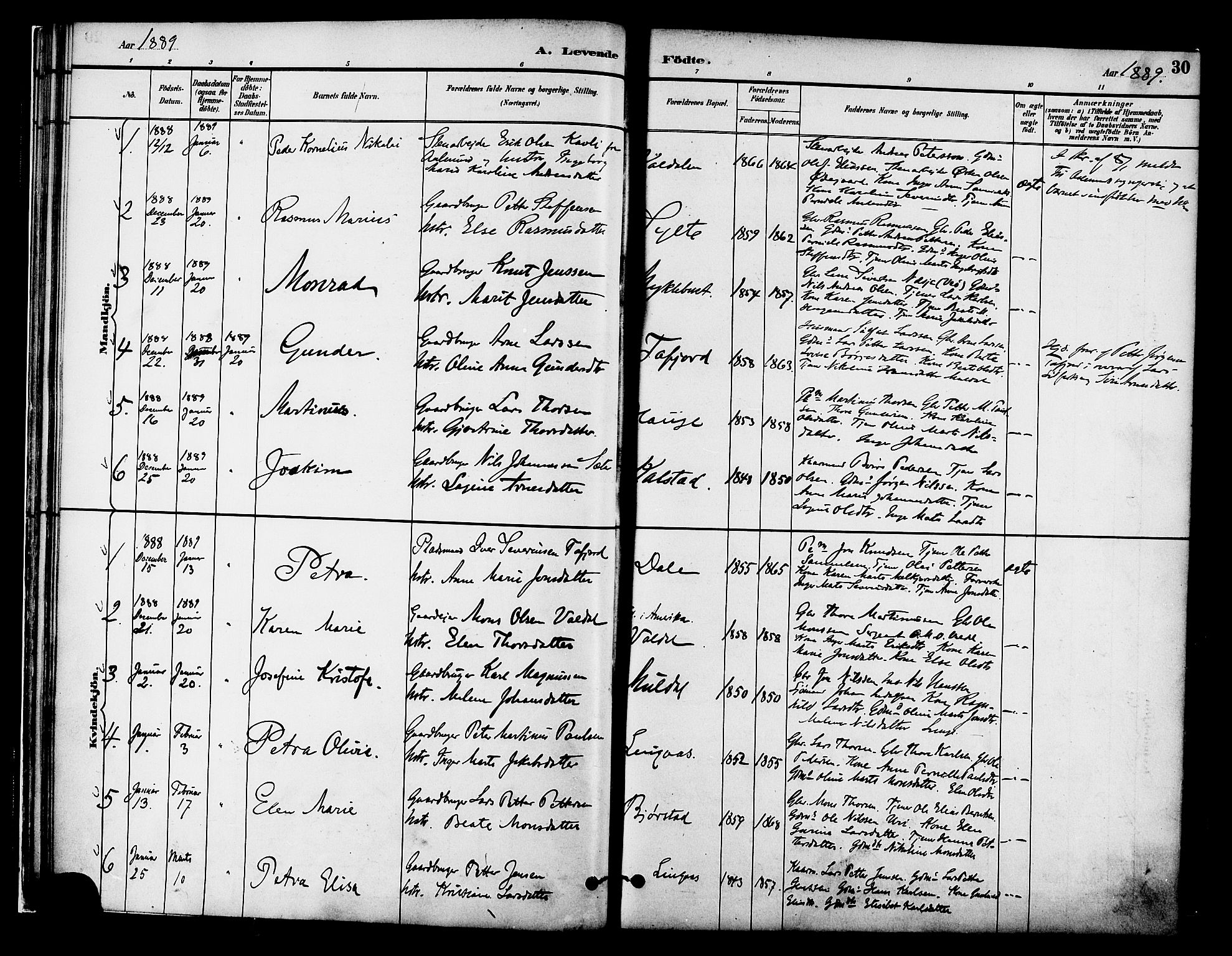 Ministerialprotokoller, klokkerbøker og fødselsregistre - Møre og Romsdal, SAT/A-1454/519/L0255: Parish register (official) no. 519A14, 1884-1908, p. 30