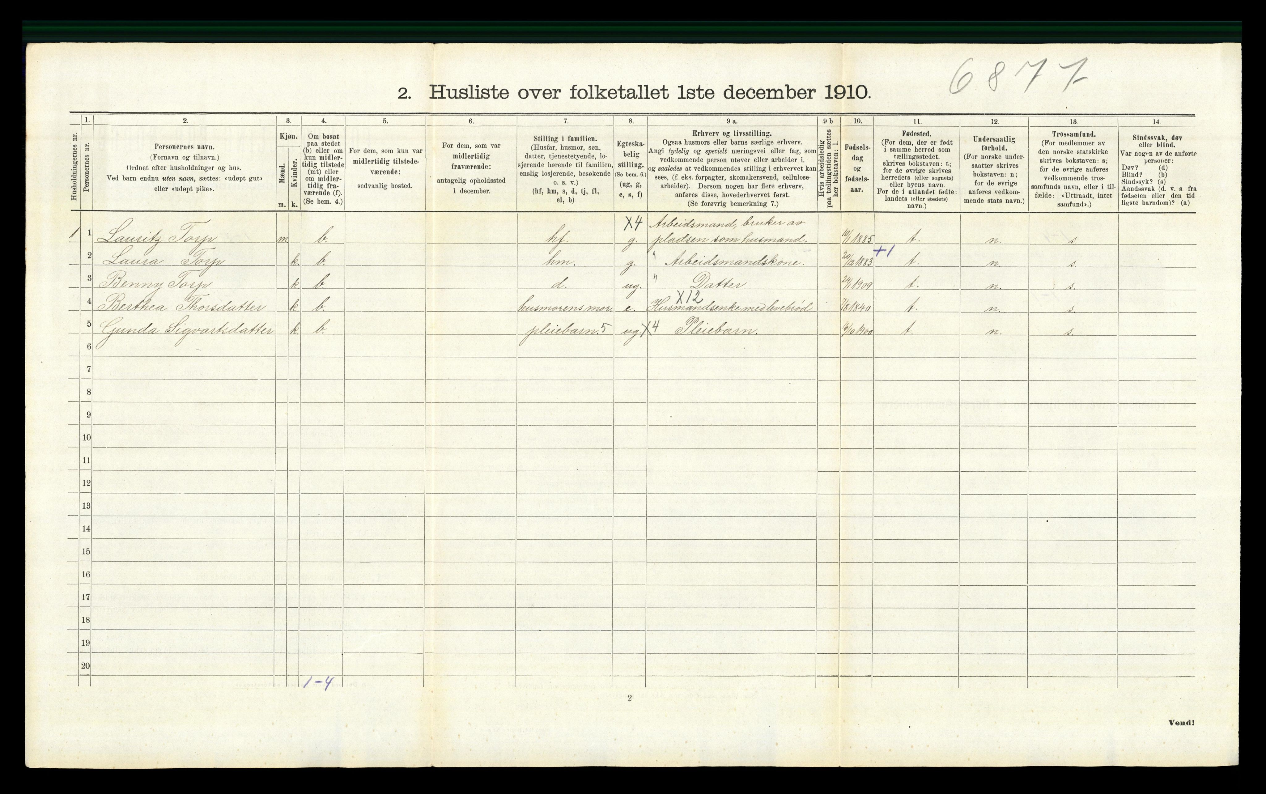 RA, 1910 census for Vinger, 1910, p. 1544