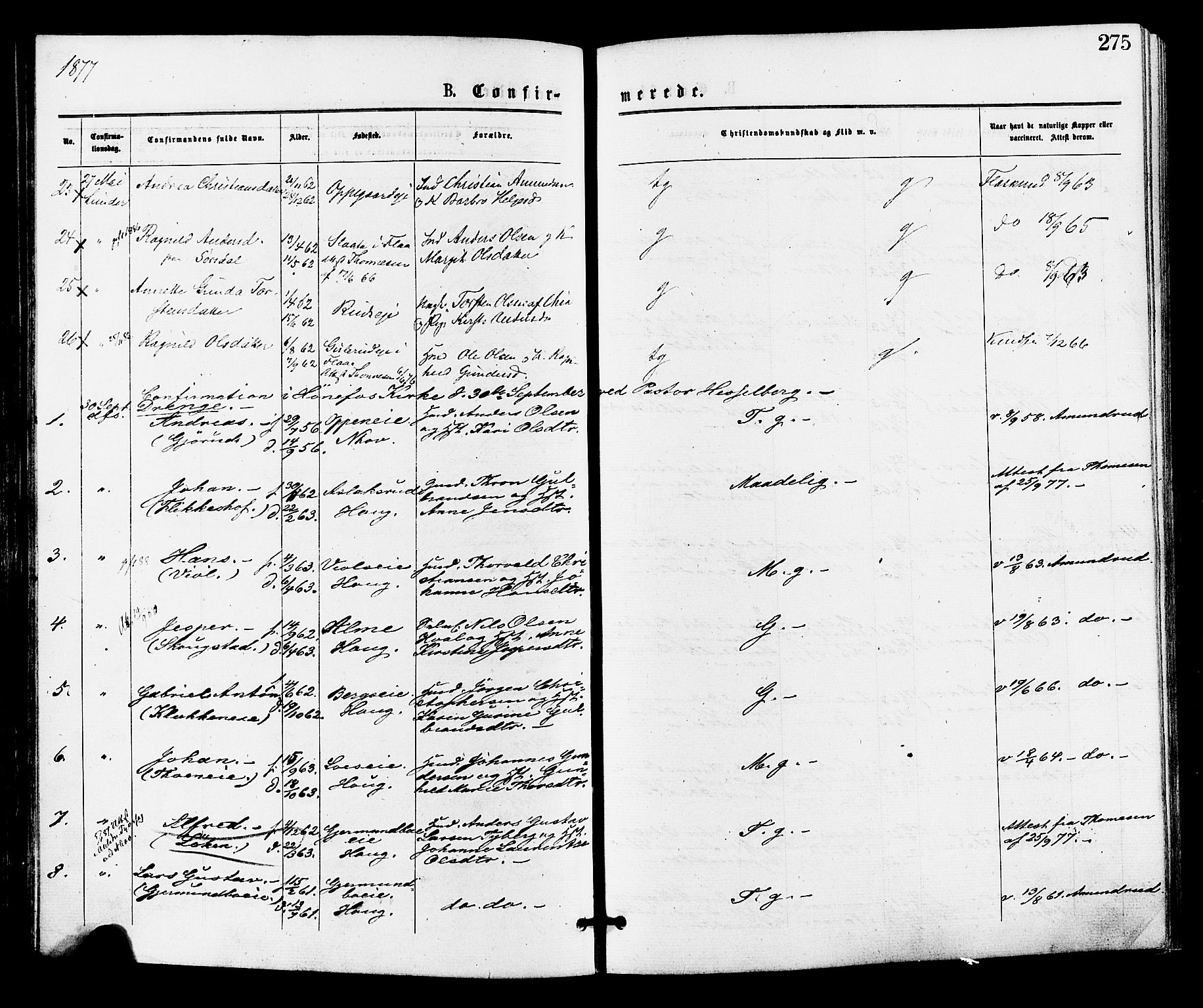 Norderhov kirkebøker, AV/SAKO-A-237/F/Fa/L0015: Parish register (official) no. 15, 1875-1884, p. 275