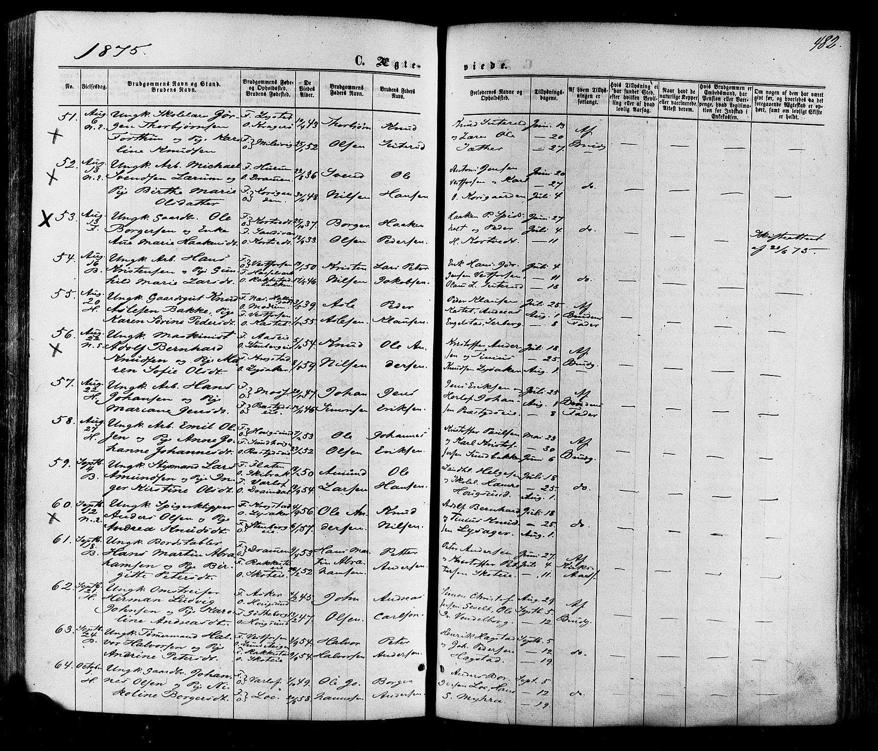 Eiker kirkebøker, AV/SAKO-A-4/F/Fa/L0017: Parish register (official) no. I 17, 1869-1877, p. 482