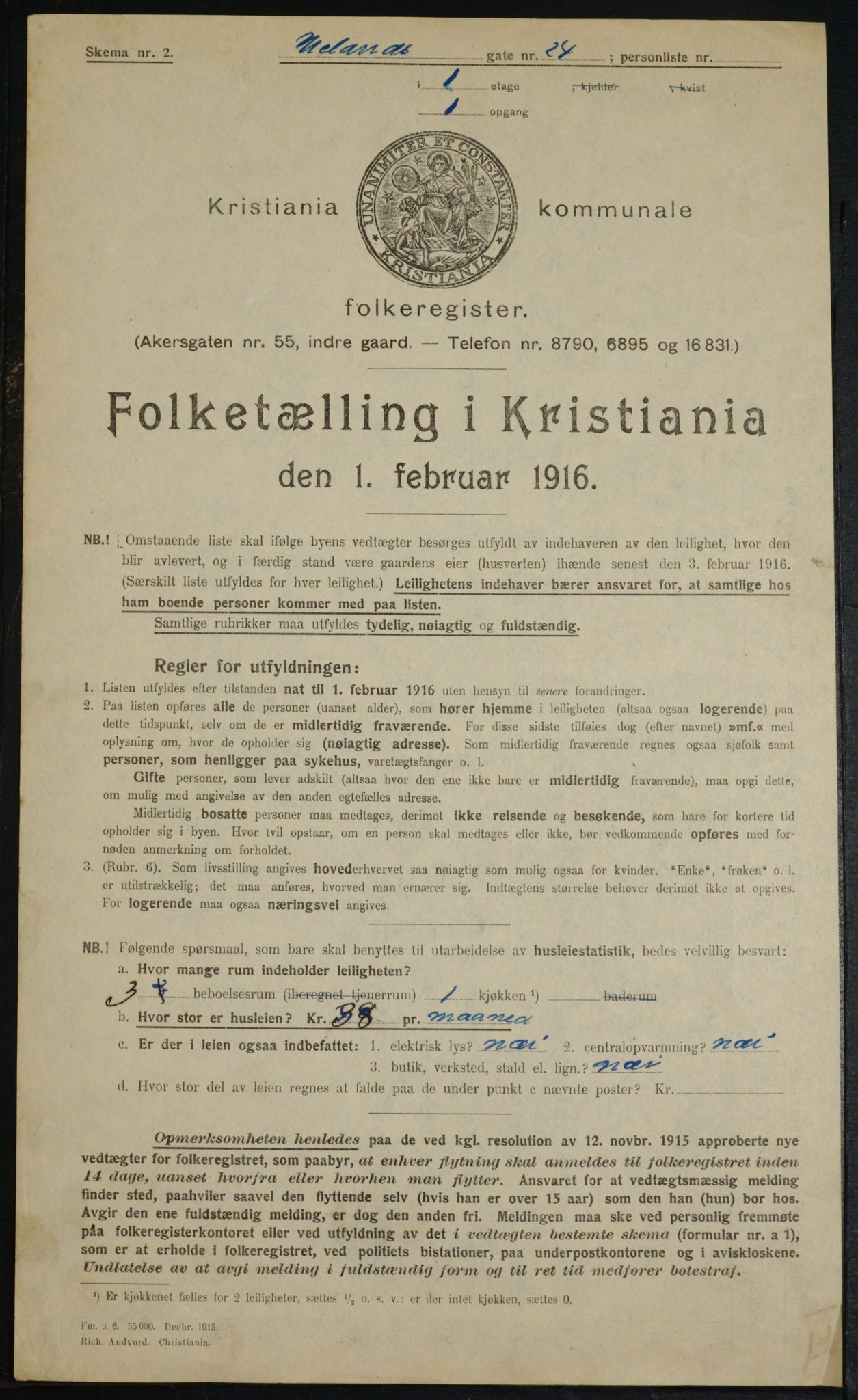 OBA, Municipal Census 1916 for Kristiania, 1916, p. 122313