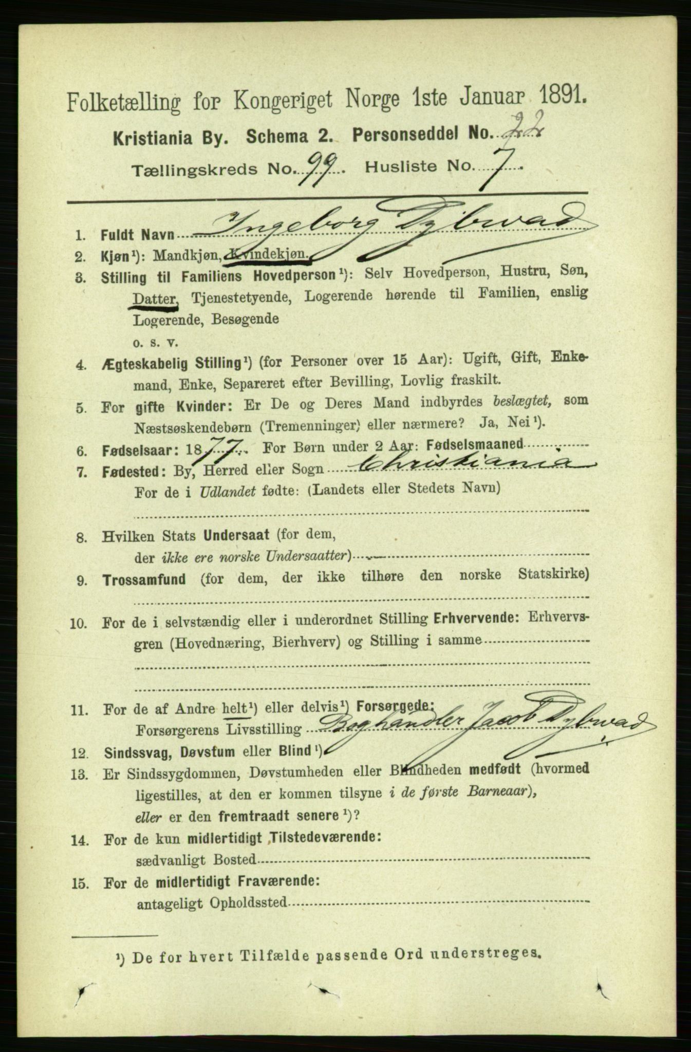 RA, 1891 census for 0301 Kristiania, 1891, p. 48665