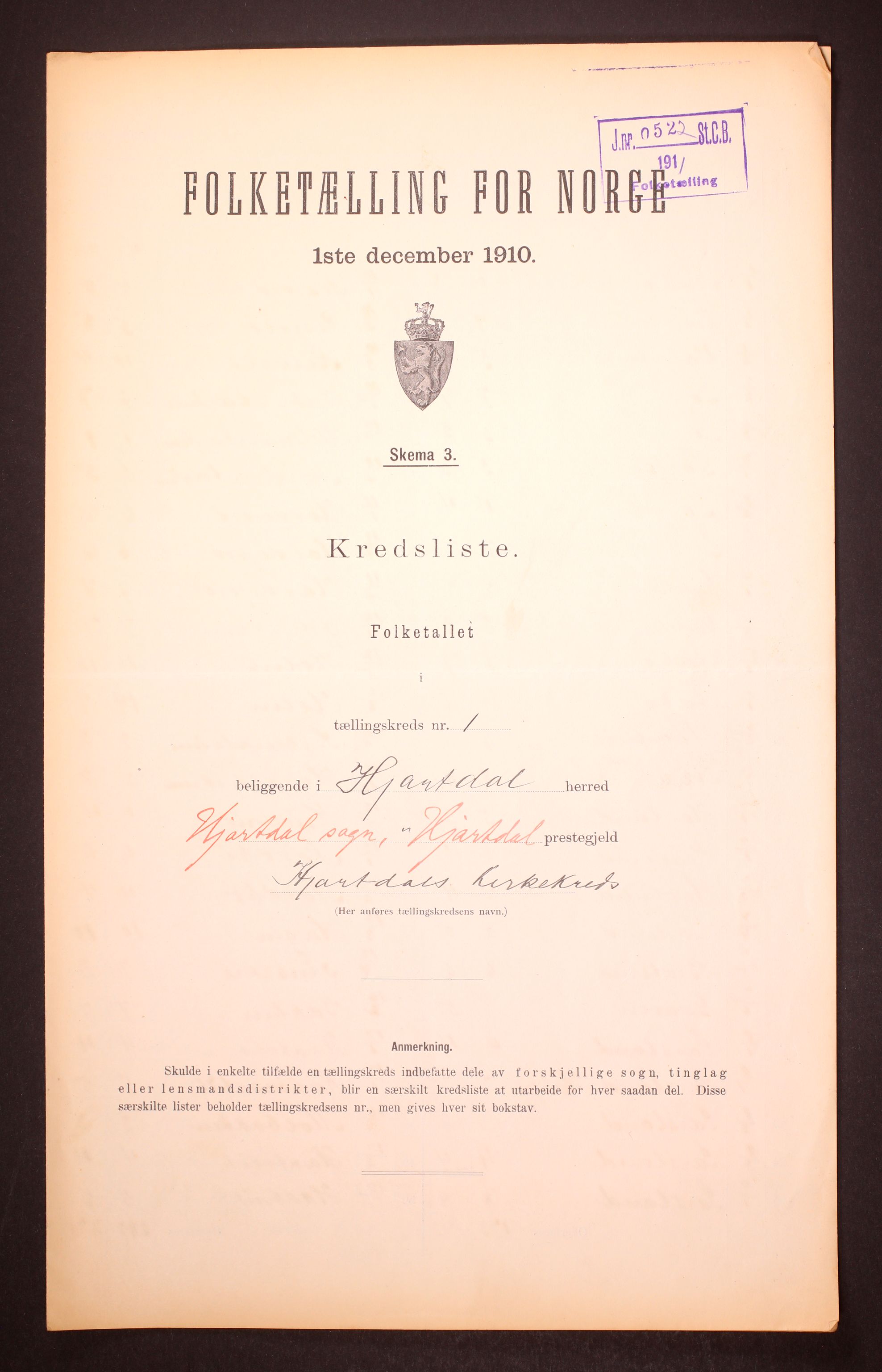 RA, 1910 census for Hjartdal, 1910, p. 4