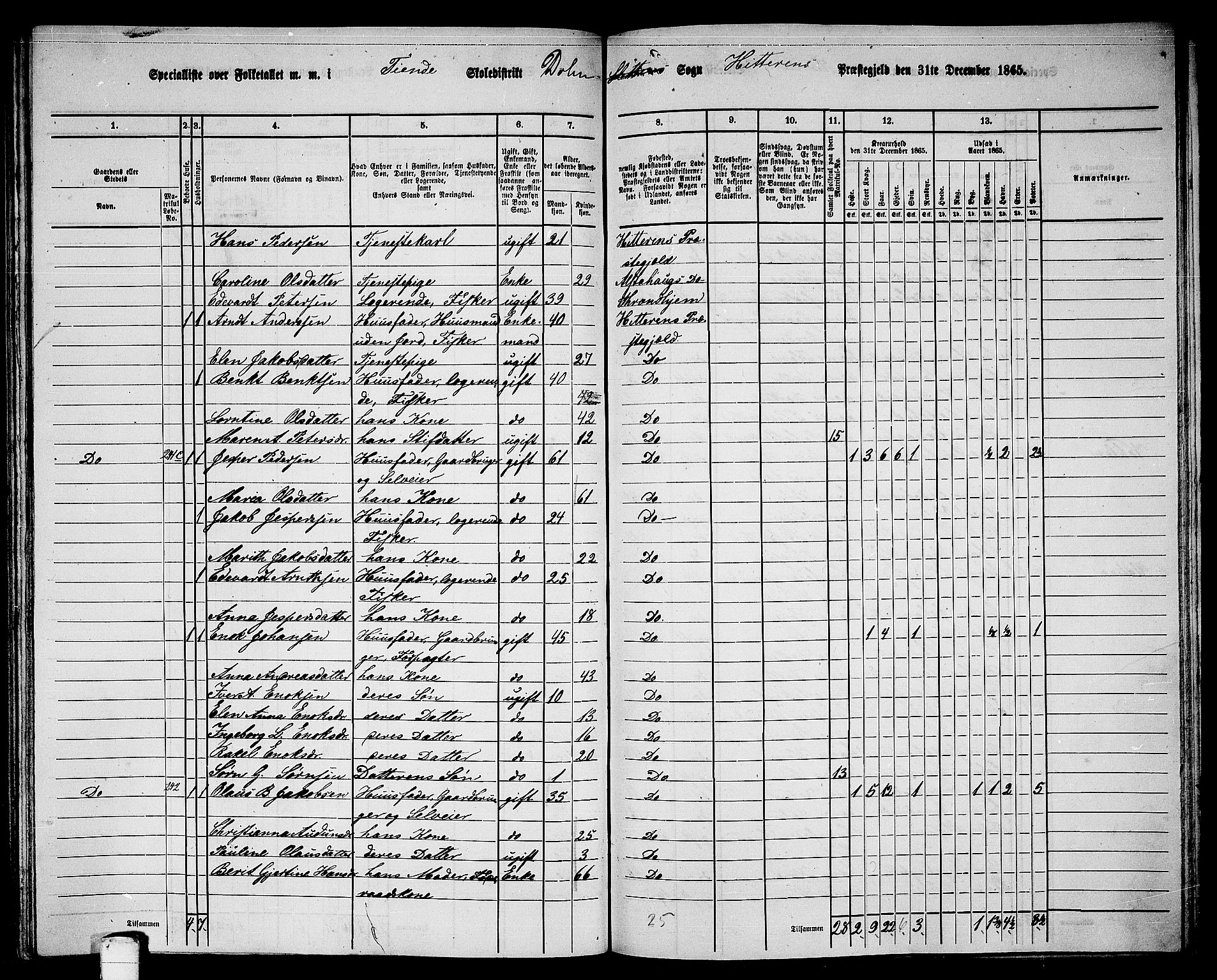 RA, 1865 census for Hitra, 1865, p. 260