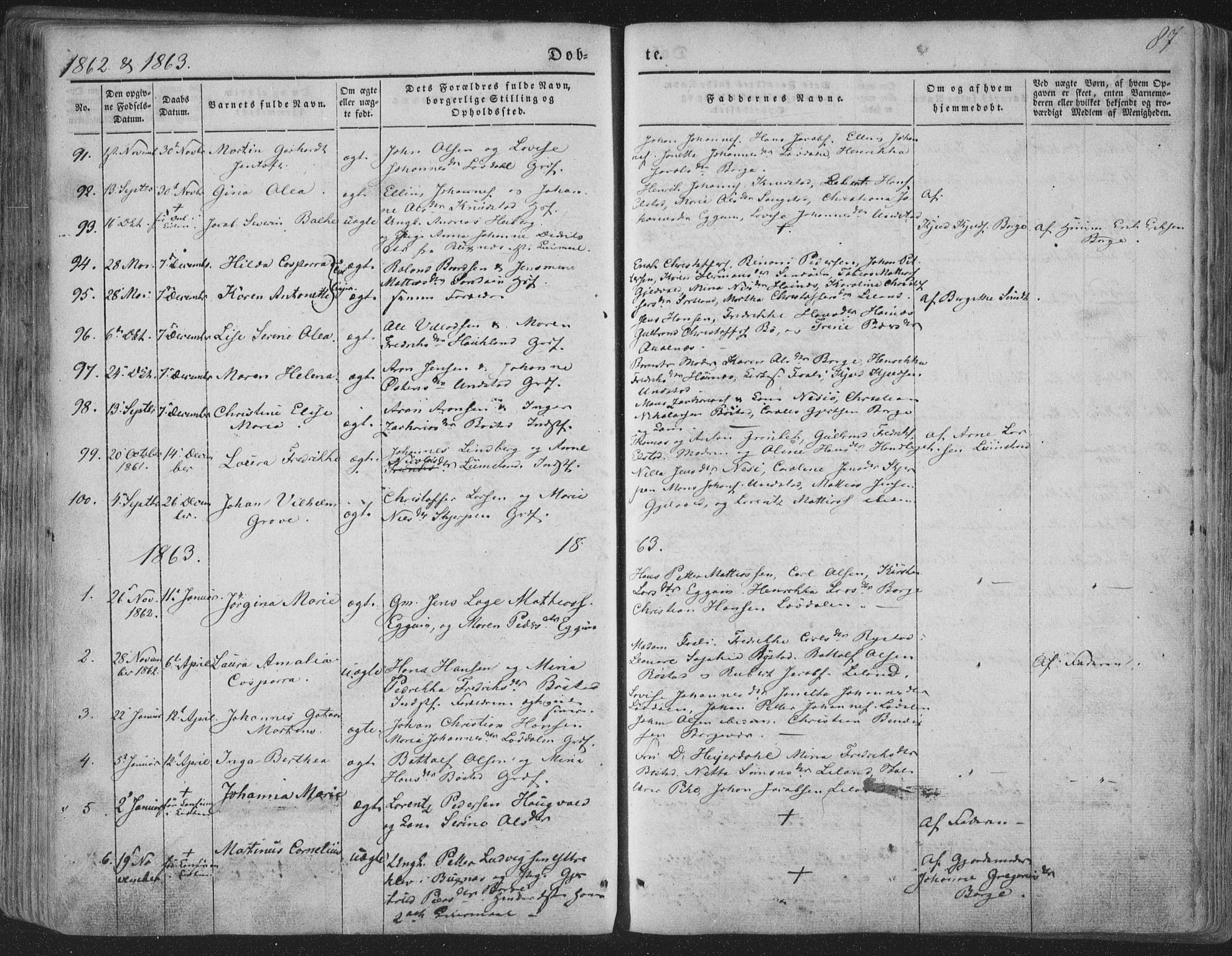Ministerialprotokoller, klokkerbøker og fødselsregistre - Nordland, SAT/A-1459/880/L1131: Parish register (official) no. 880A05, 1844-1868, p. 87