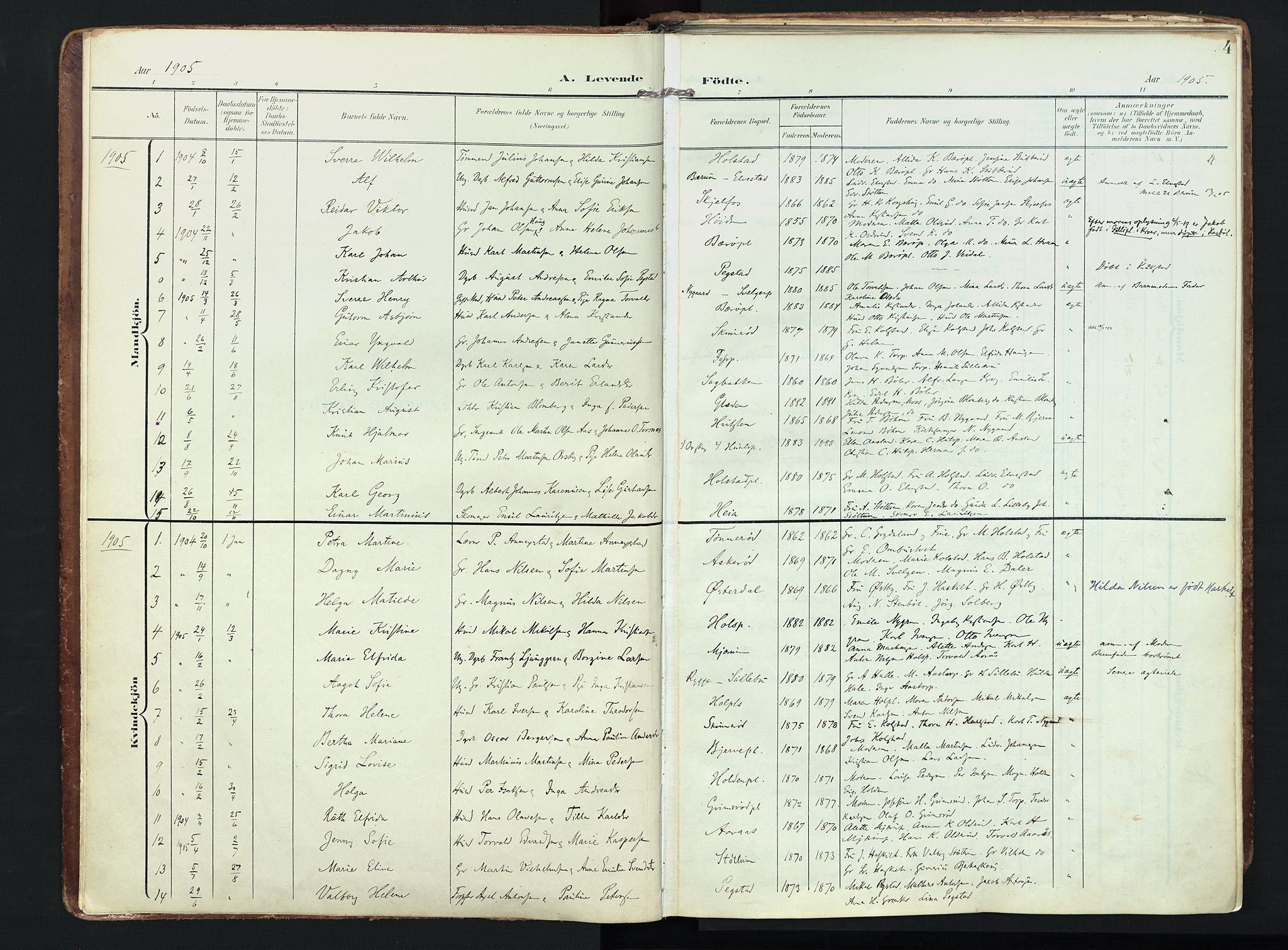 Hobøl prestekontor Kirkebøker, AV/SAO-A-2002/F/Fa/L0006: Parish register (official) no. I 6, 1905-1927, p. 4