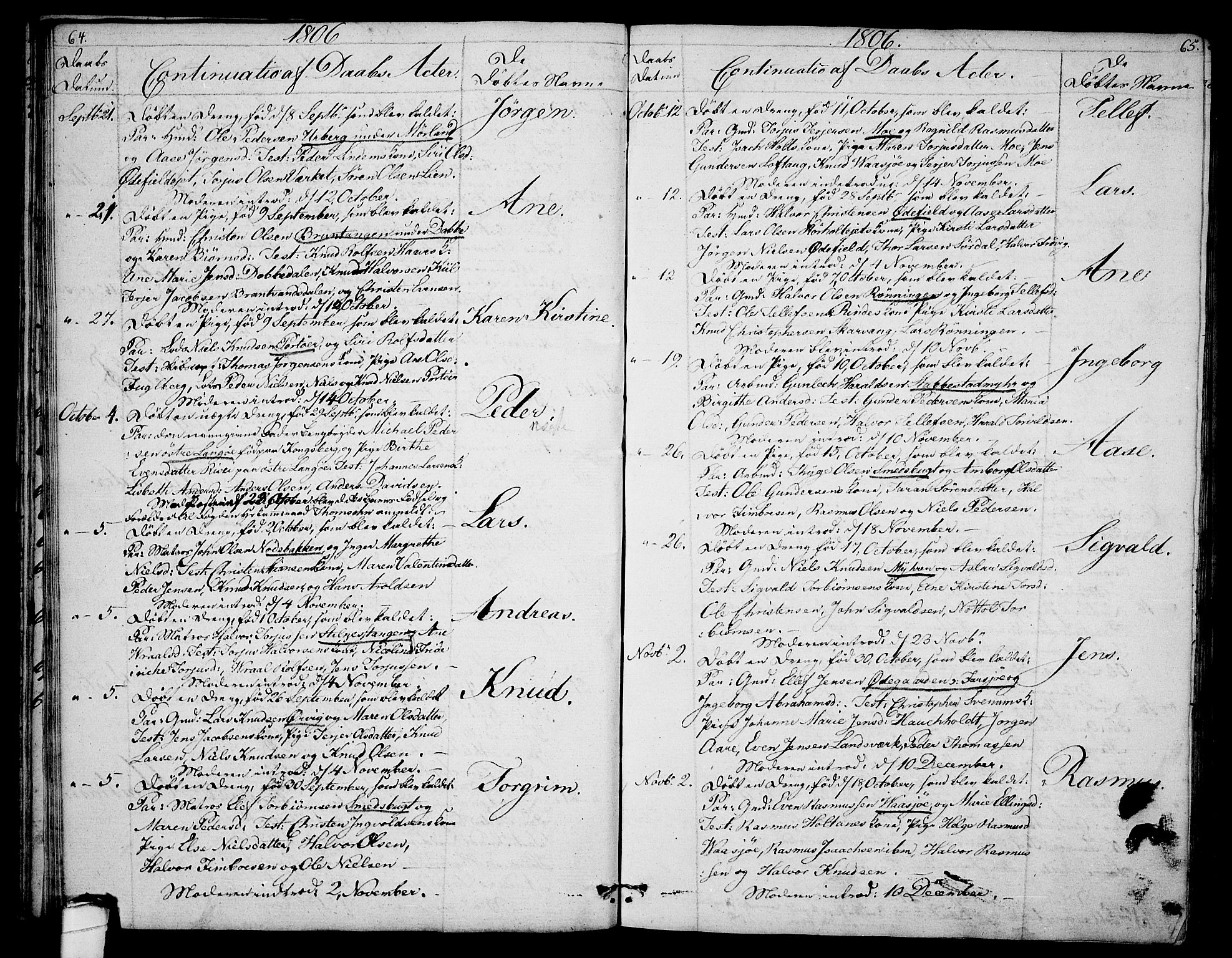 Sannidal kirkebøker, AV/SAKO-A-296/F/Fa/L0003: Parish register (official) no. 3, 1803-1813, p. 64-65