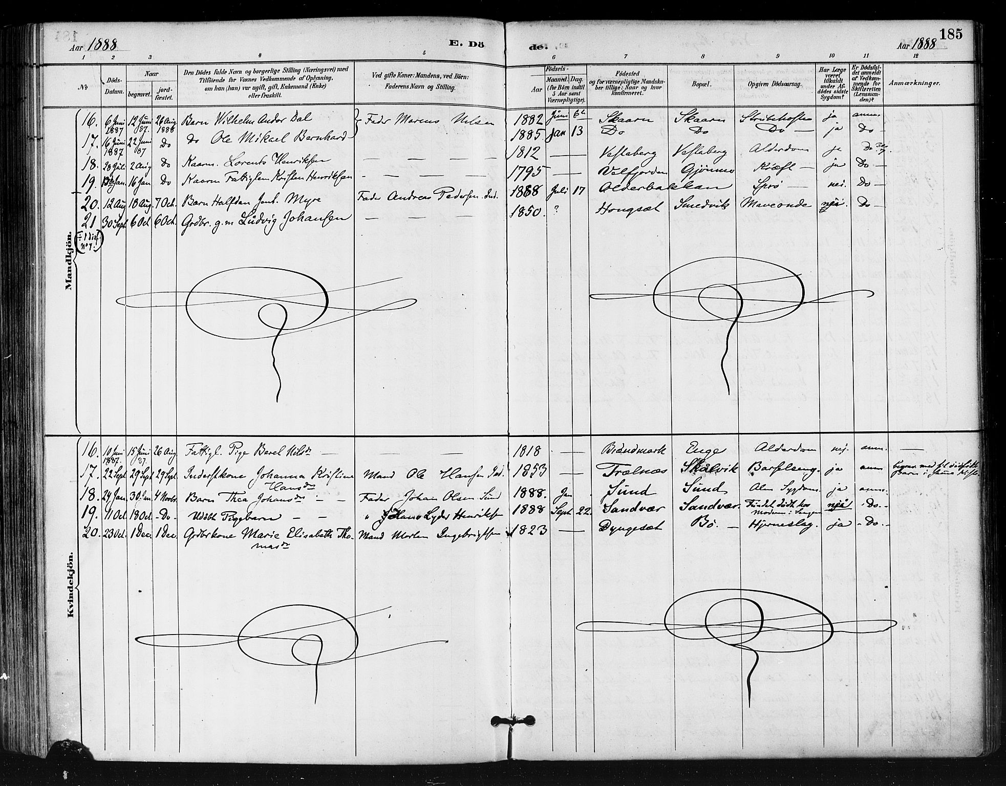 Ministerialprotokoller, klokkerbøker og fødselsregistre - Nordland, AV/SAT-A-1459/812/L0178: Parish register (official) no. 812A07, 1886-1900, p. 185