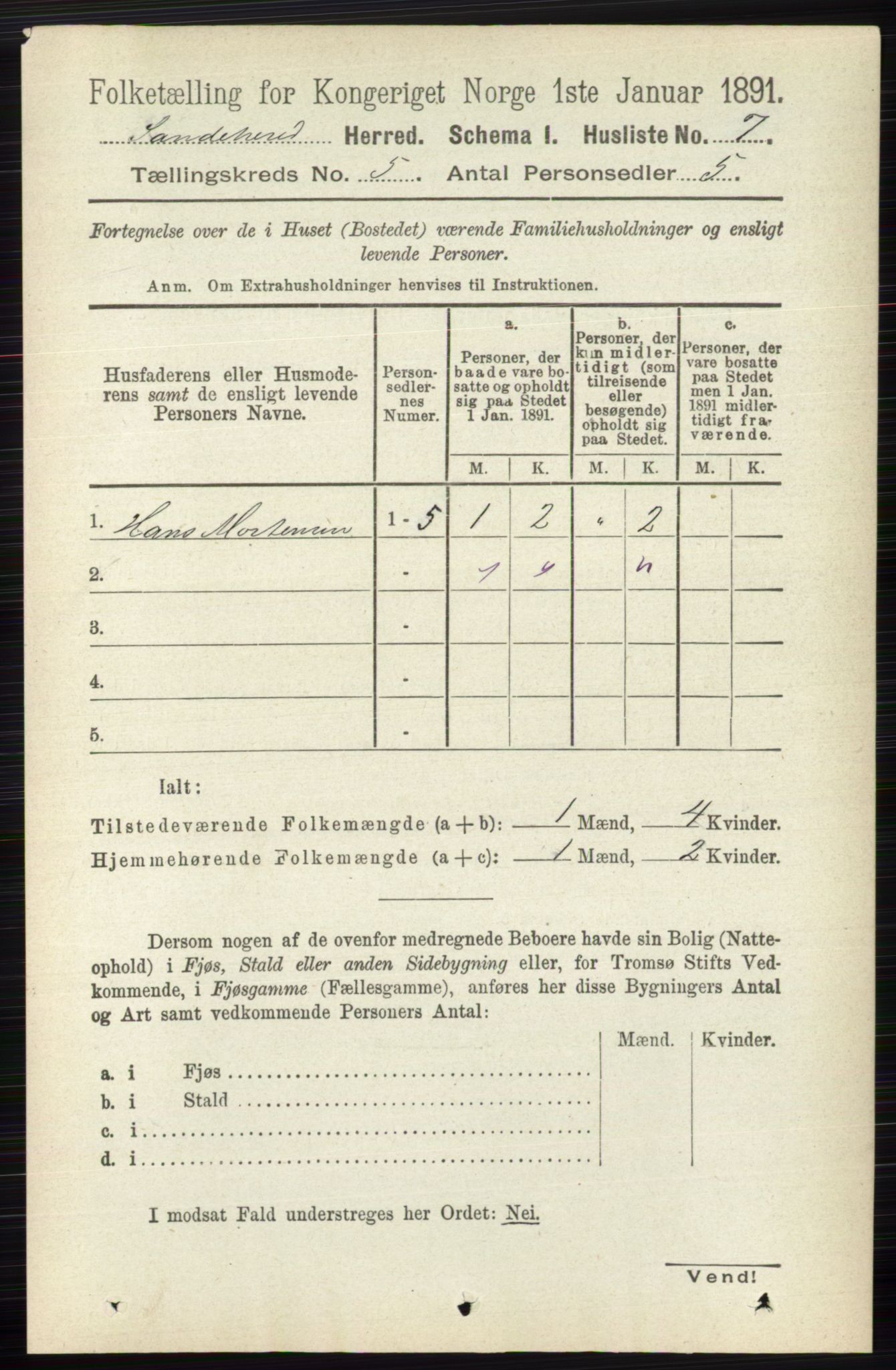 RA, 1891 census for 0724 Sandeherred, 1891, p. 2701