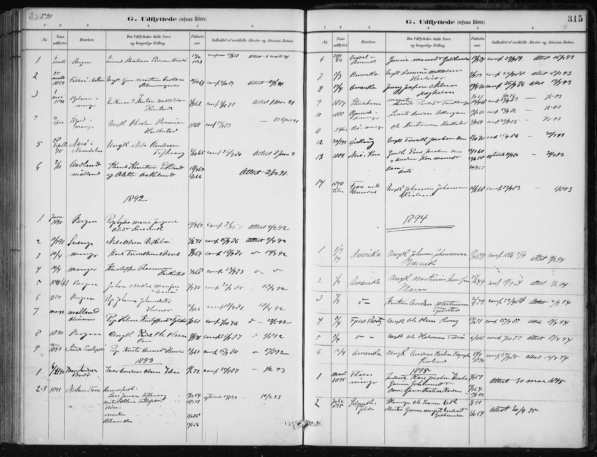 Herdla Sokneprestembete, SAB/A-75701/H/Haa: Parish register (official) no. A 4, 1891-1905, p. 315