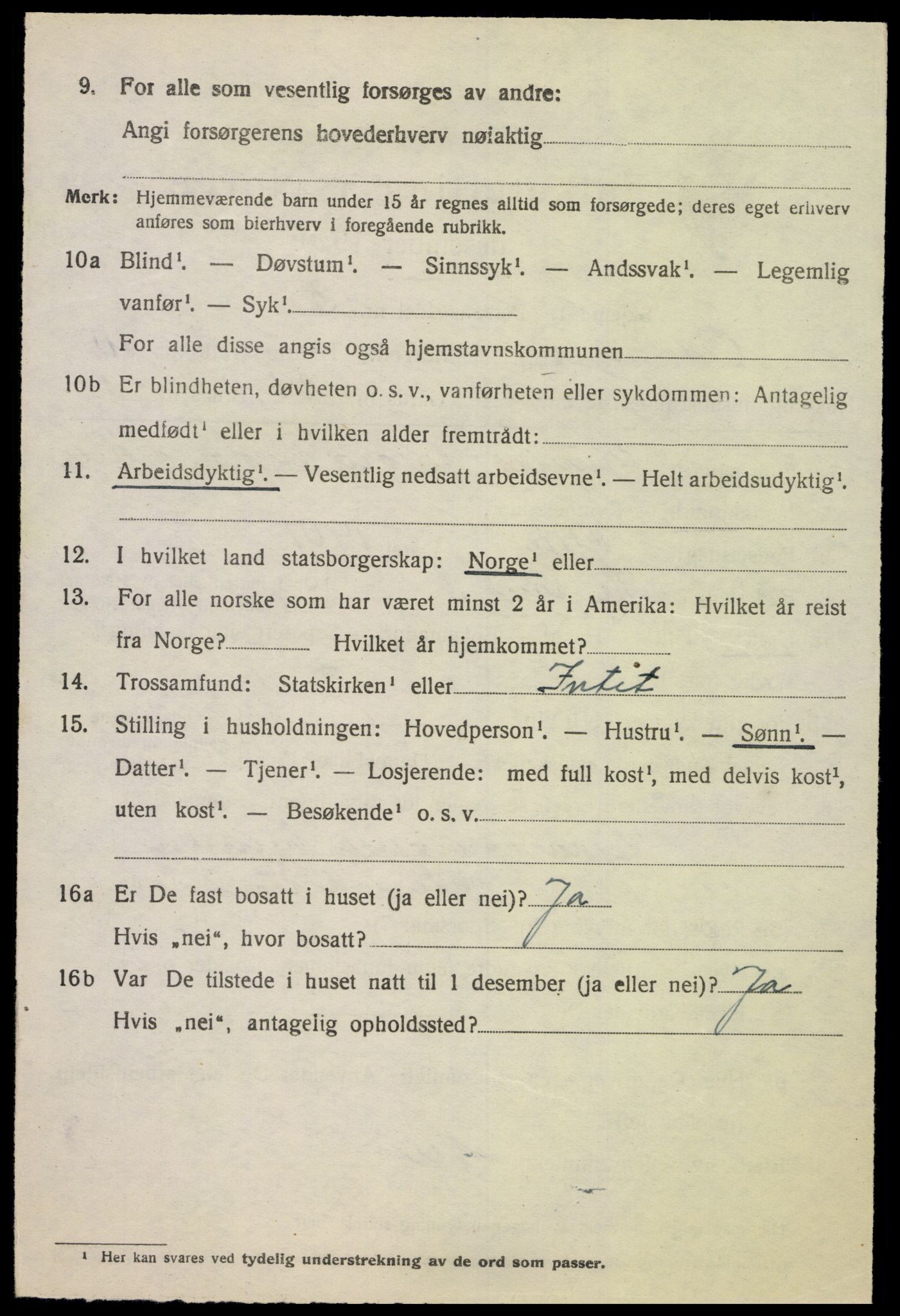 SAK, 1920 census for Oddernes, 1920, p. 6372