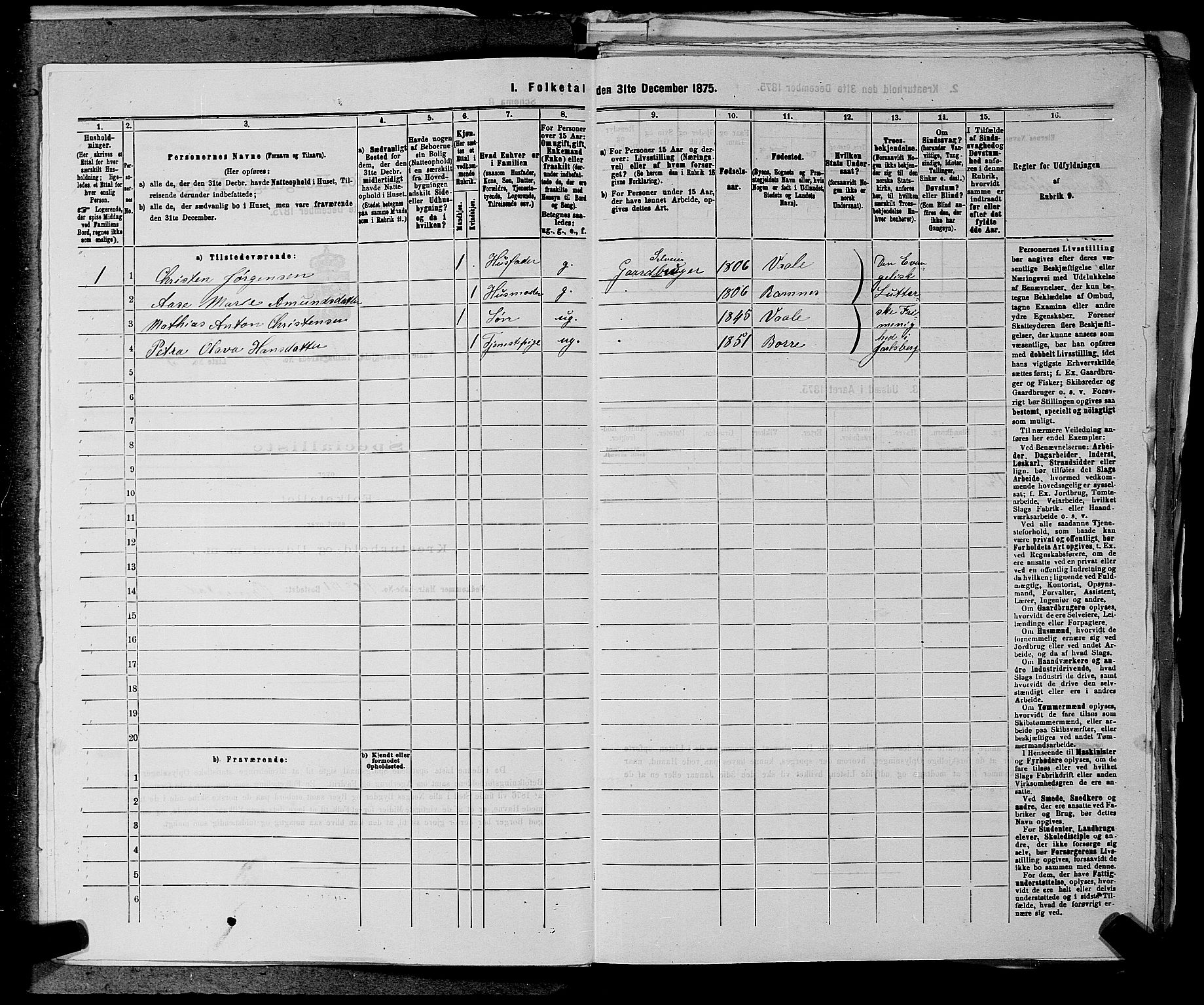 SAKO, 1875 census for 0716P Våle, 1875, p. 520