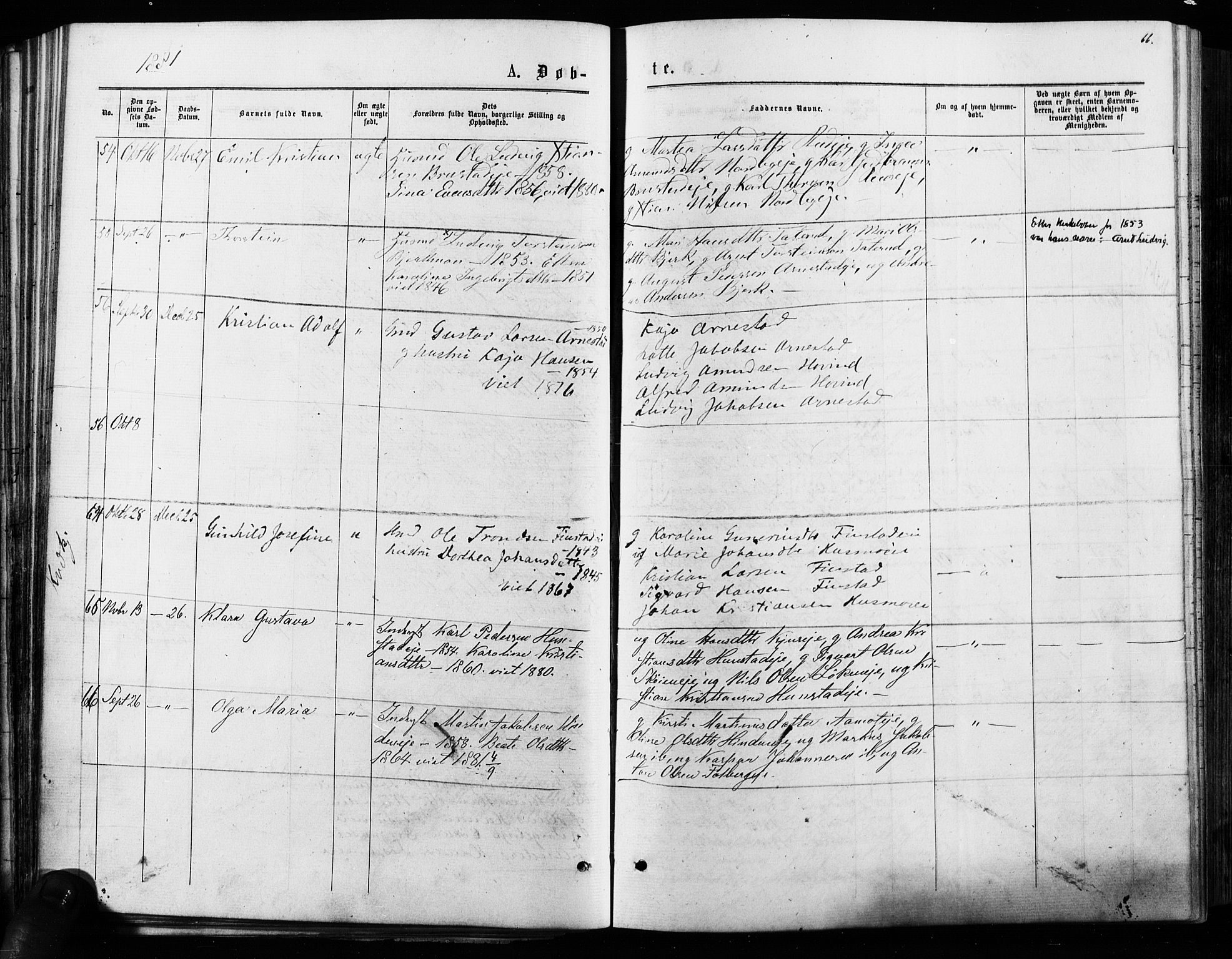 Nes prestekontor Kirkebøker, AV/SAO-A-10410/F/Fa/L0009: Parish register (official) no. I 9, 1875-1882, p. 66