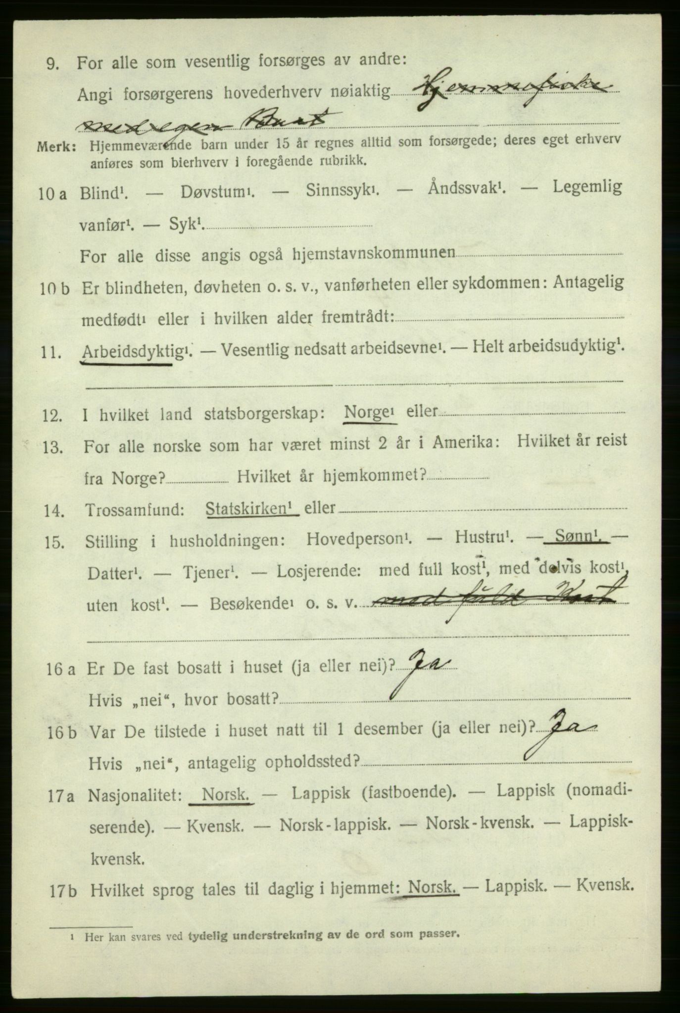 SATØ, 1920 census for Talvik, 1920, p. 1049