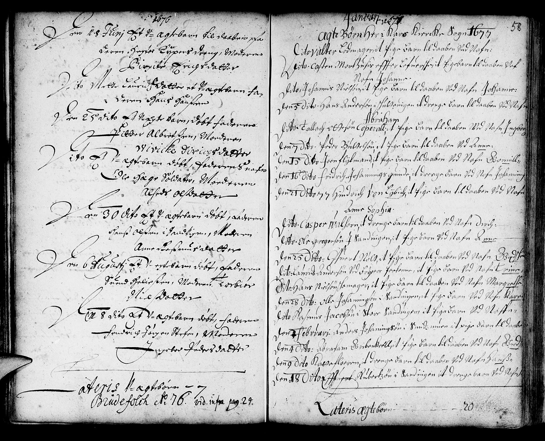 Korskirken sokneprestembete, AV/SAB-A-76101/H/Haa/L0001: Parish register (official) no. A 1, 1674-1688, p. 58