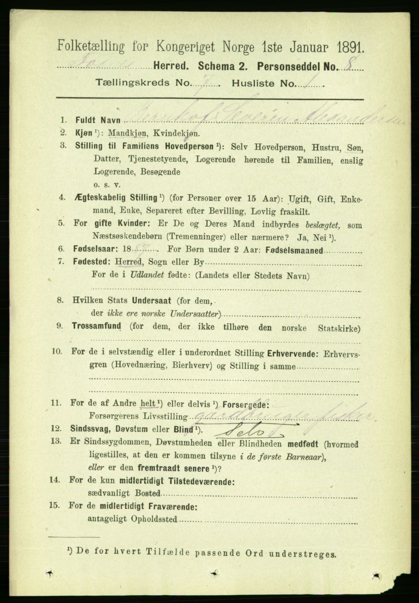 RA, 1891 census for 1748 Fosnes, 1891, p. 3112