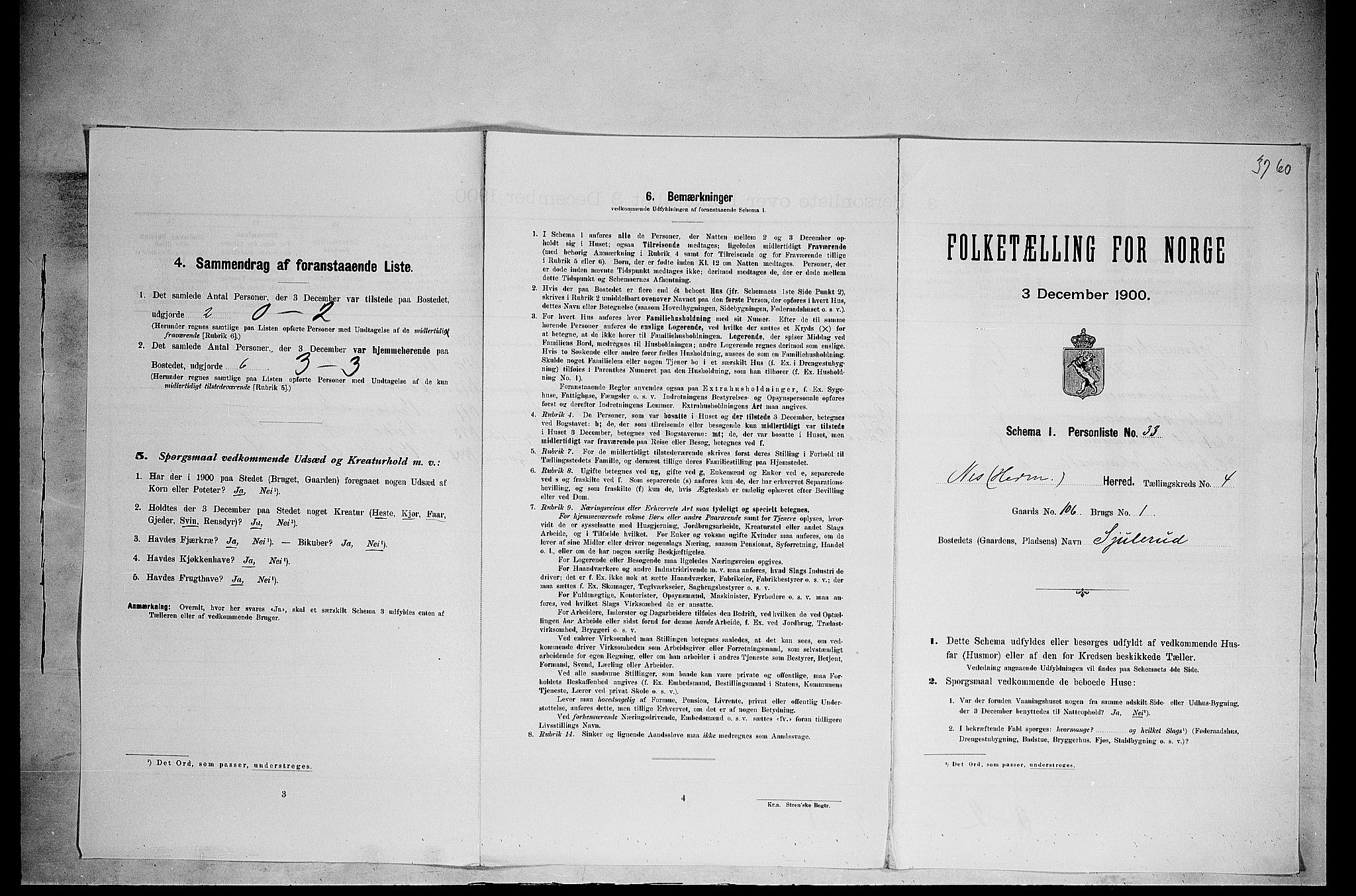 SAH, 1900 census for Nes, 1900, p. 614