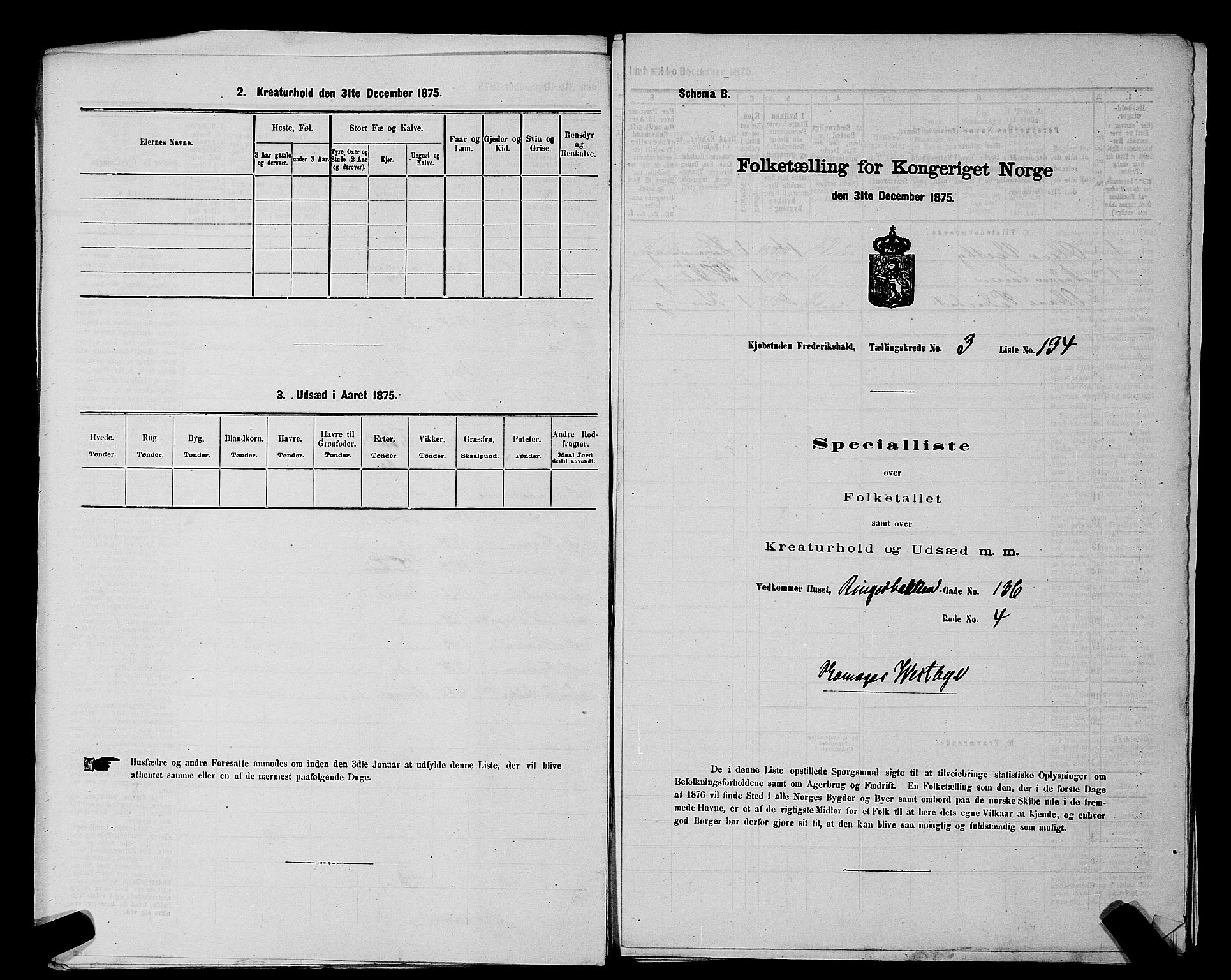 RA, 1875 census for 0101P Fredrikshald, 1875, p. 319