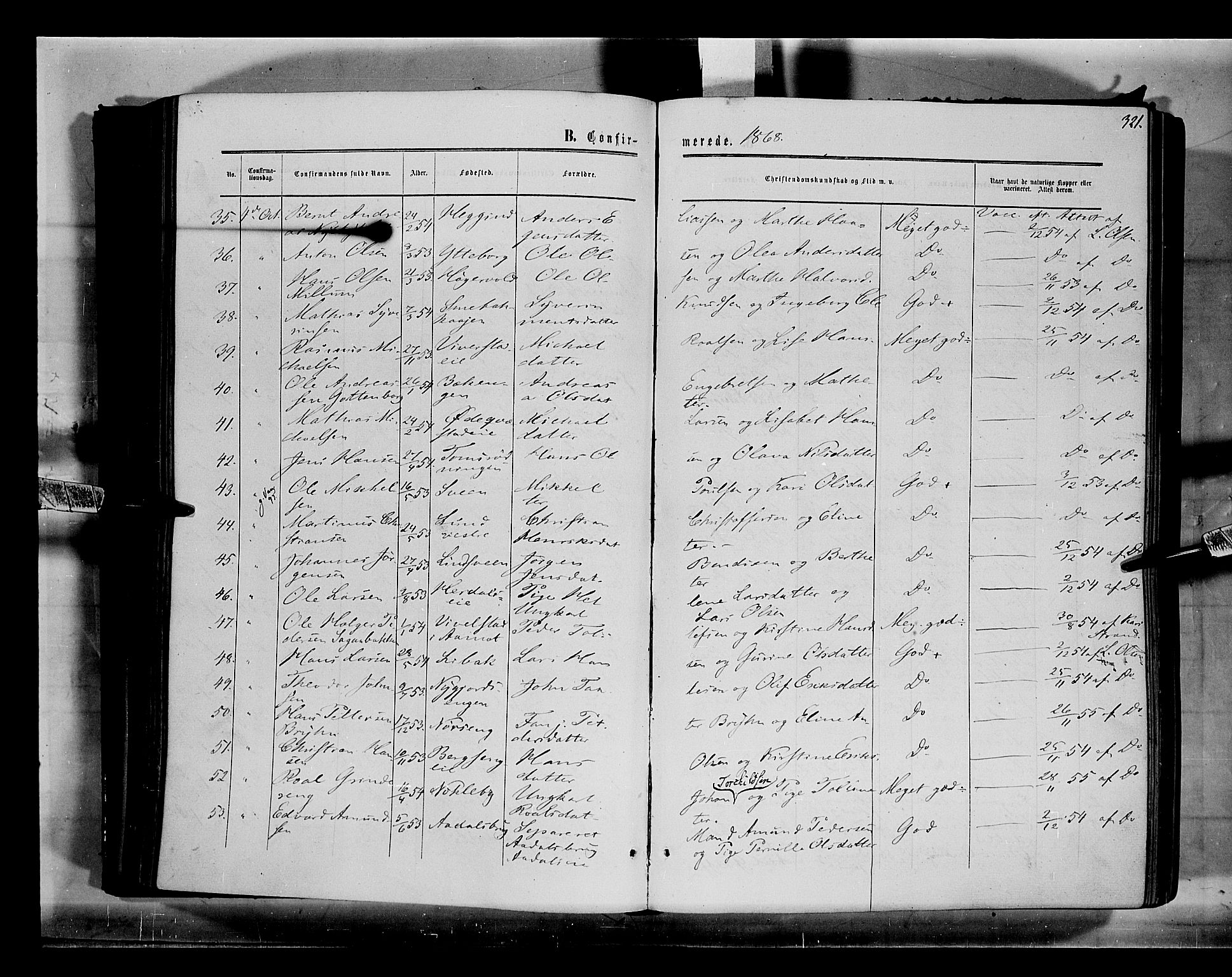 Løten prestekontor, AV/SAH-PREST-022/K/Ka/L0008: Parish register (official) no. 8, 1860-1877, p. 321