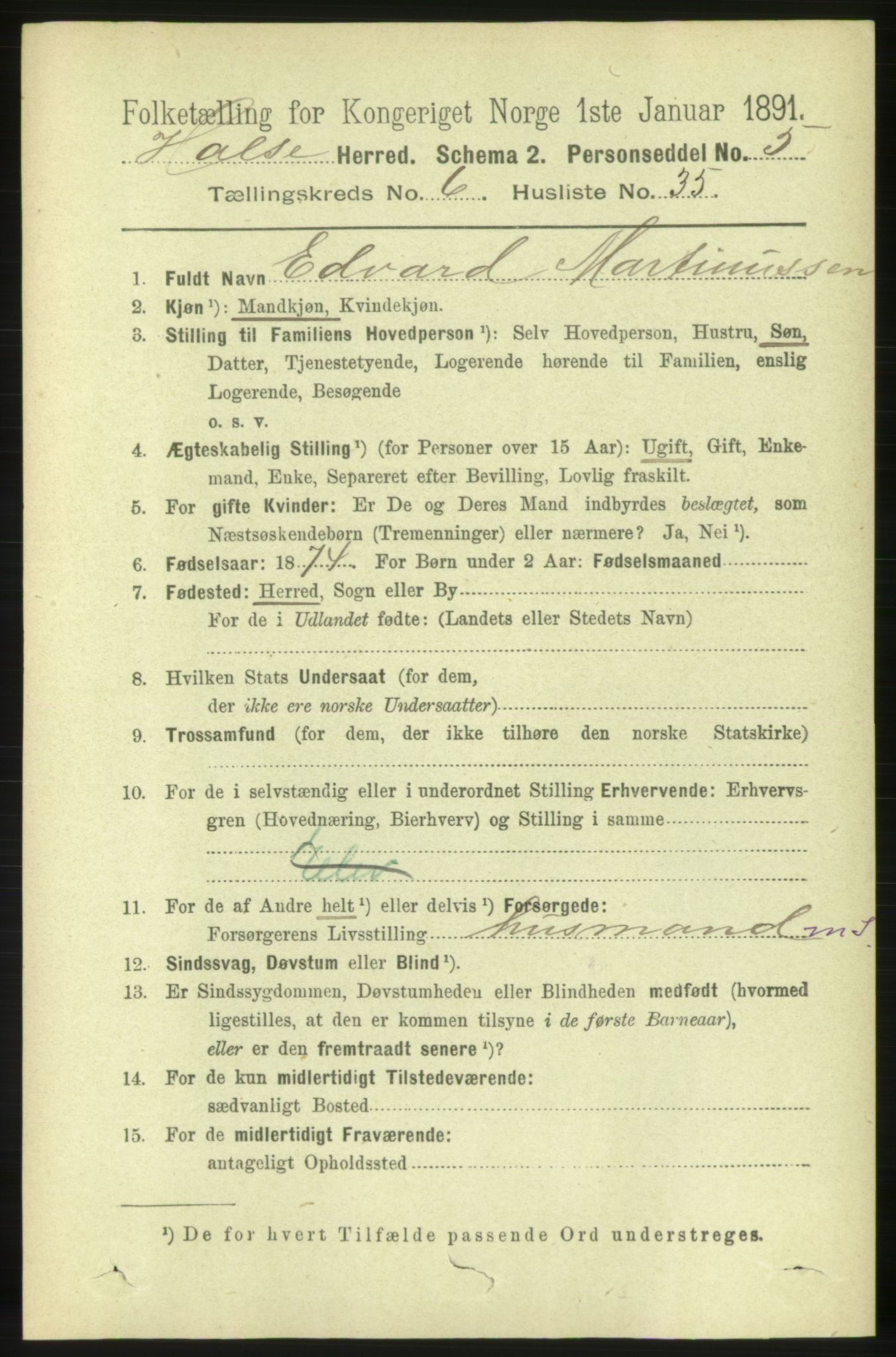 RA, 1891 census for 1571 Halsa, 1891, p. 1748