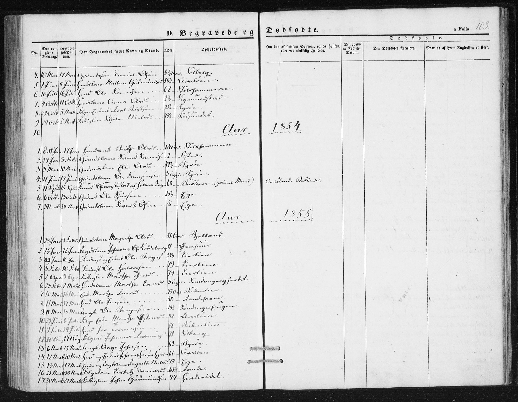 Hjelmeland sokneprestkontor, AV/SAST-A-101843/01/IV/L0010: Parish register (official) no. A 10, 1851-1871, p. 103