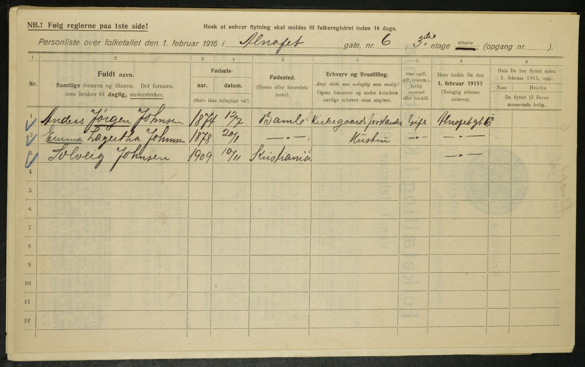 OBA, Municipal Census 1916 for Kristiania, 1916, p. 980